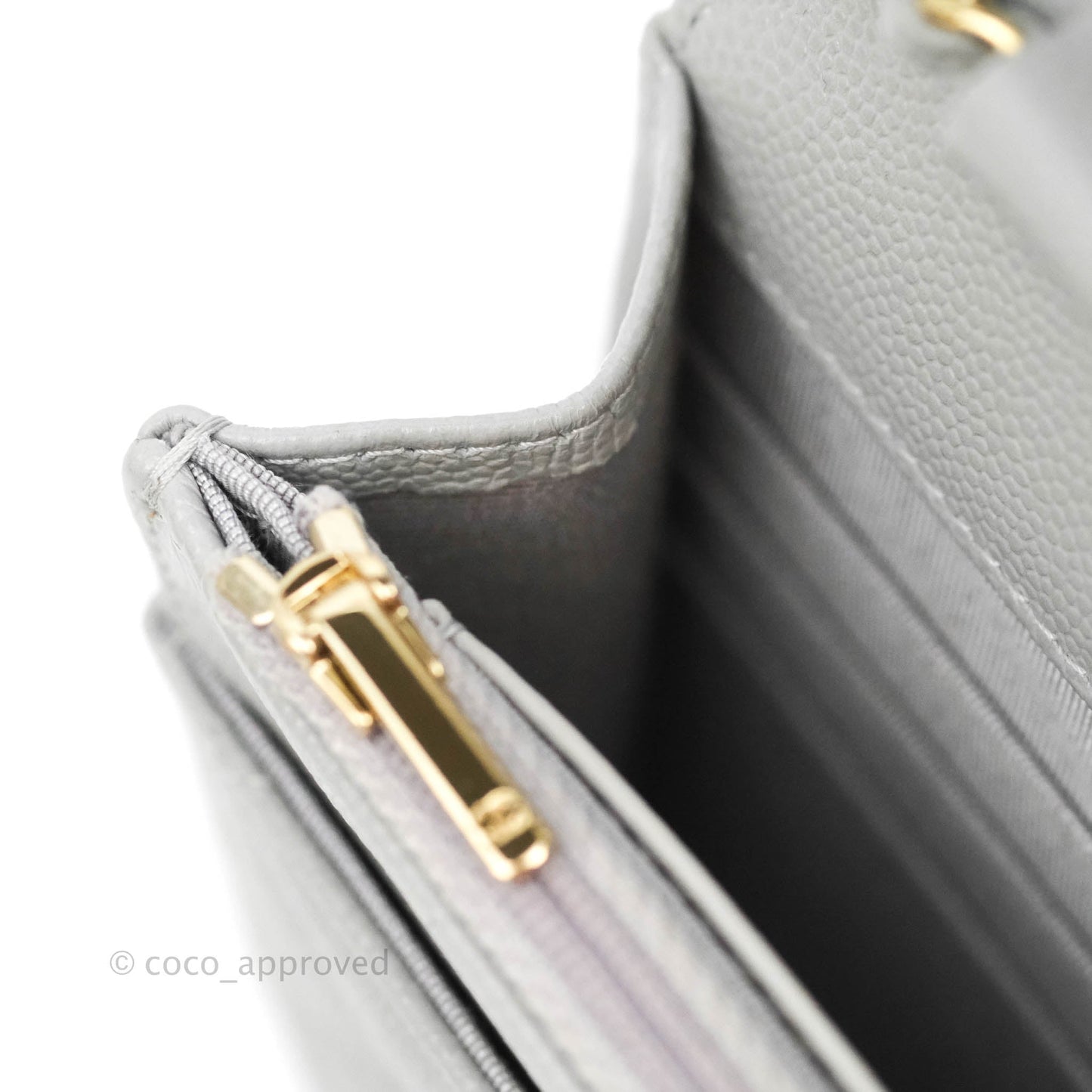Chanel Classic Quilted Wallet on Chain WOC Grey Caviar Gold Hardware 21A