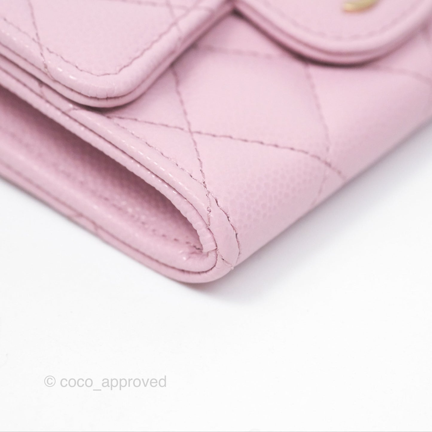 Chanel Quilted Flap Card Holder Caviar Pink Gold Hardware