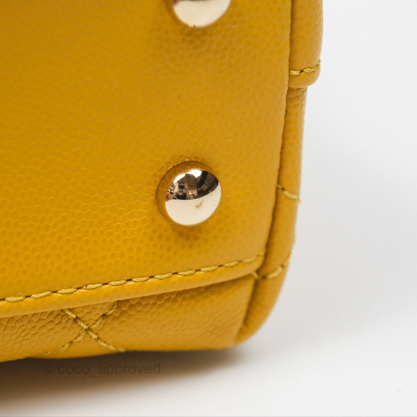Chanel Small Coco Handle Mustard Yellow Caviar Gold Hardware