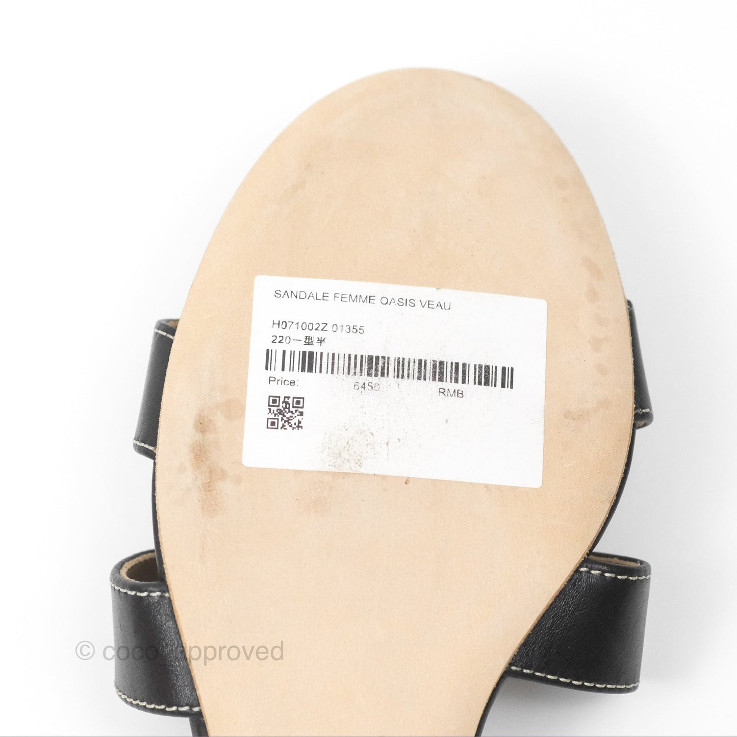Hermès Oasis Black Sandals Size 35.5