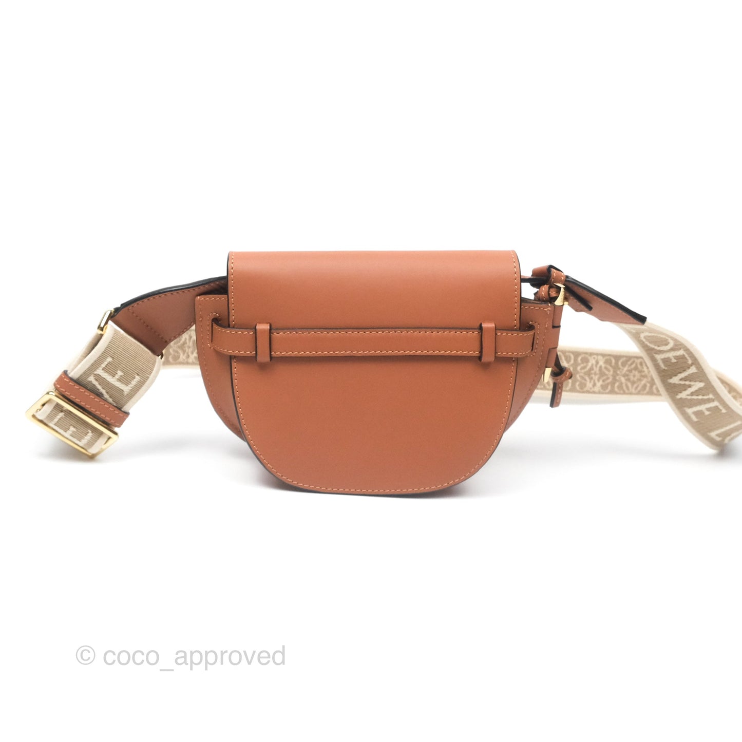Loewe Mini Gate Dual Bag in Soft Calfskin & Jacquard Strap Tan