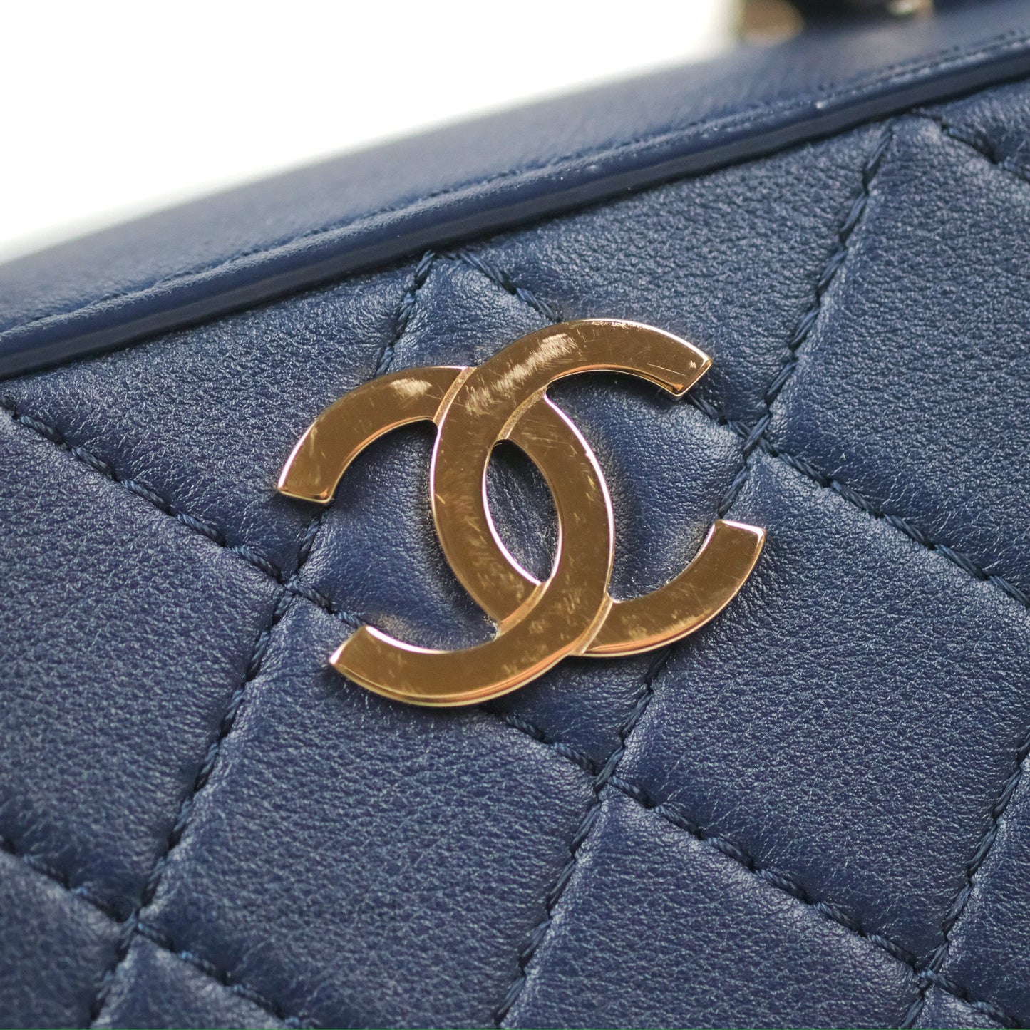 Chanel Quilted Travel Kit Vanity Case Navy Calfskin Gold Hardware