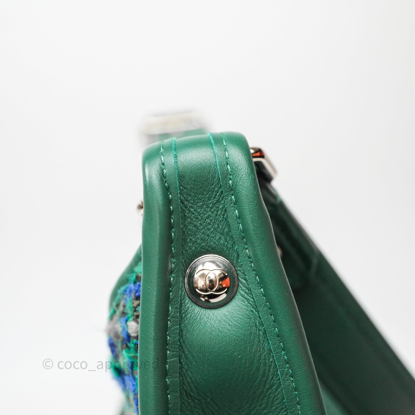 Chanel Tweed Jungle Stroll Hobo Bag Green Silver Hardware