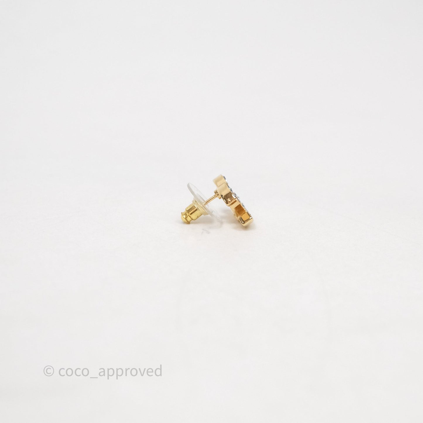 Chanel Crystal CC Earrings Gold Tone 25A