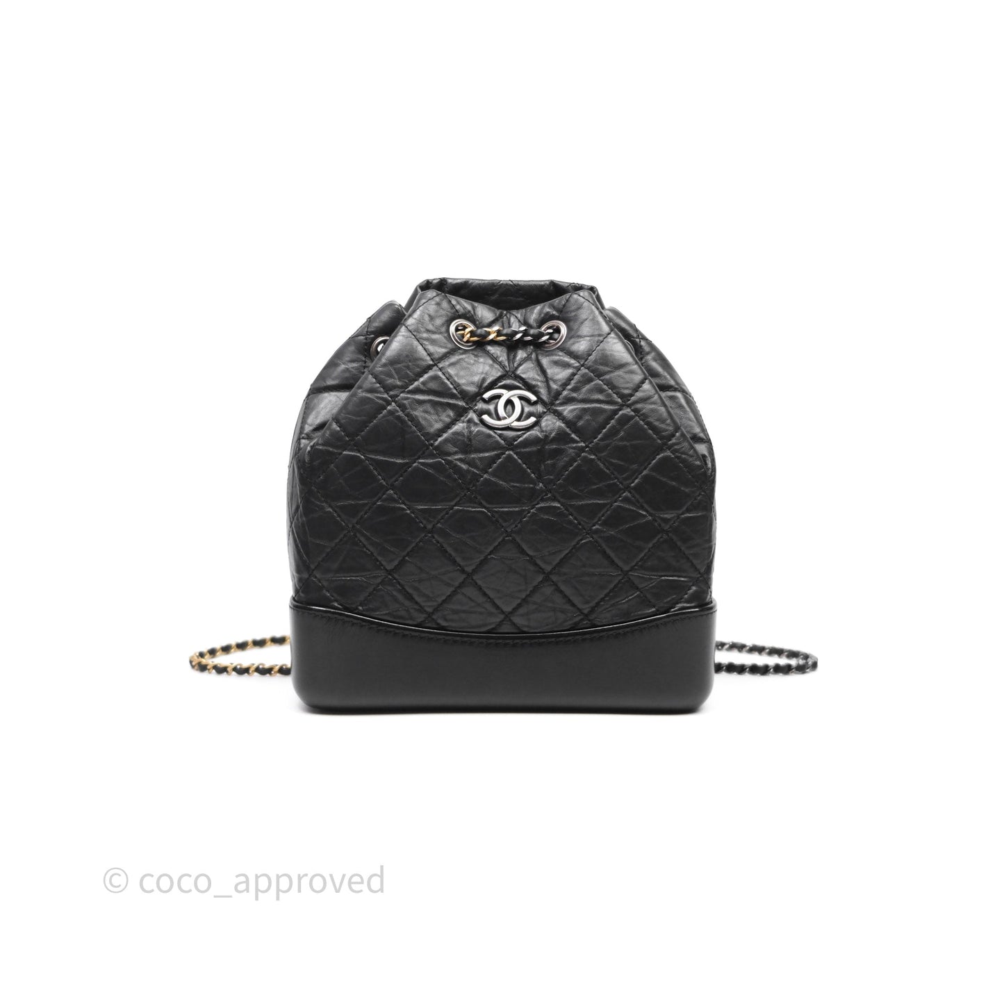 Chanel Small Gabrielle Backpack Quilted Black Aged Calfskin