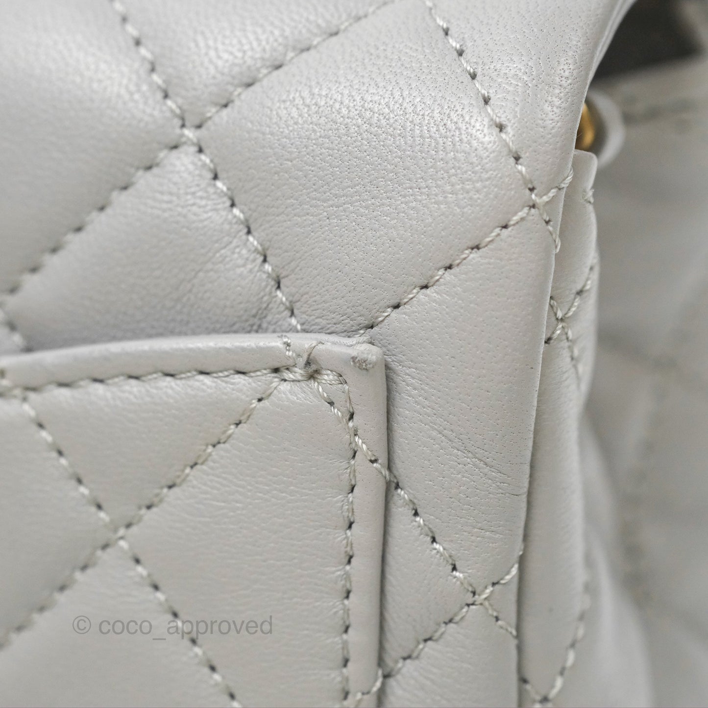 Chanel Pearl Crush Mini Square Quilted Light Grey Lambskin Aged Gold Hardware