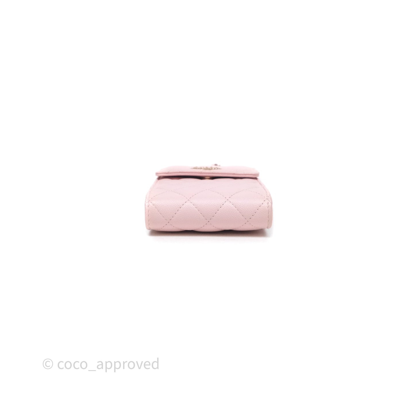 Chanel Quilted Crystal CC Pink Caviar Airpods Phone Case With Chain Light Gold Hardware