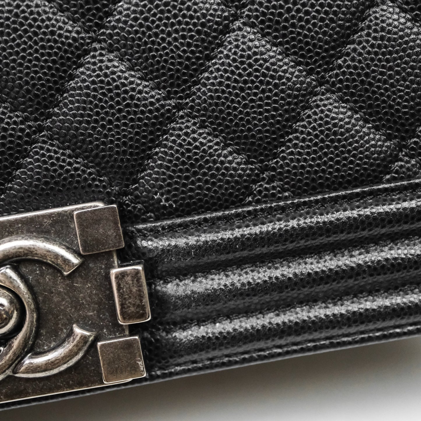 Chanel Medium Boy Quilted Black Caviar Ruthenium Hardware
