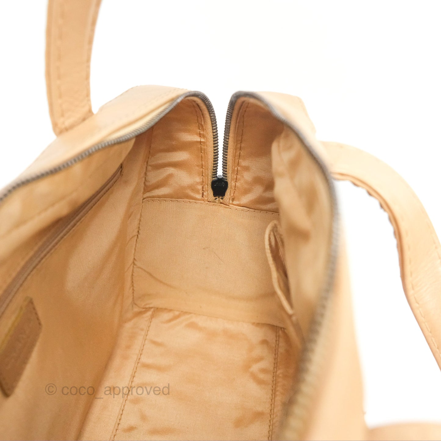 Chanel Contrast Stitch Surpique Bowler Bag Beige Calfskin Matte Black Hardware