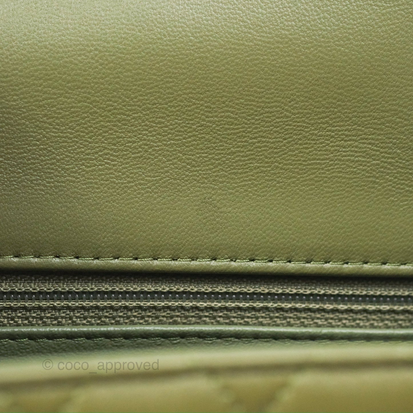 Chanel Mini Square Quilted Olive Green Lambskin Silver Hardware