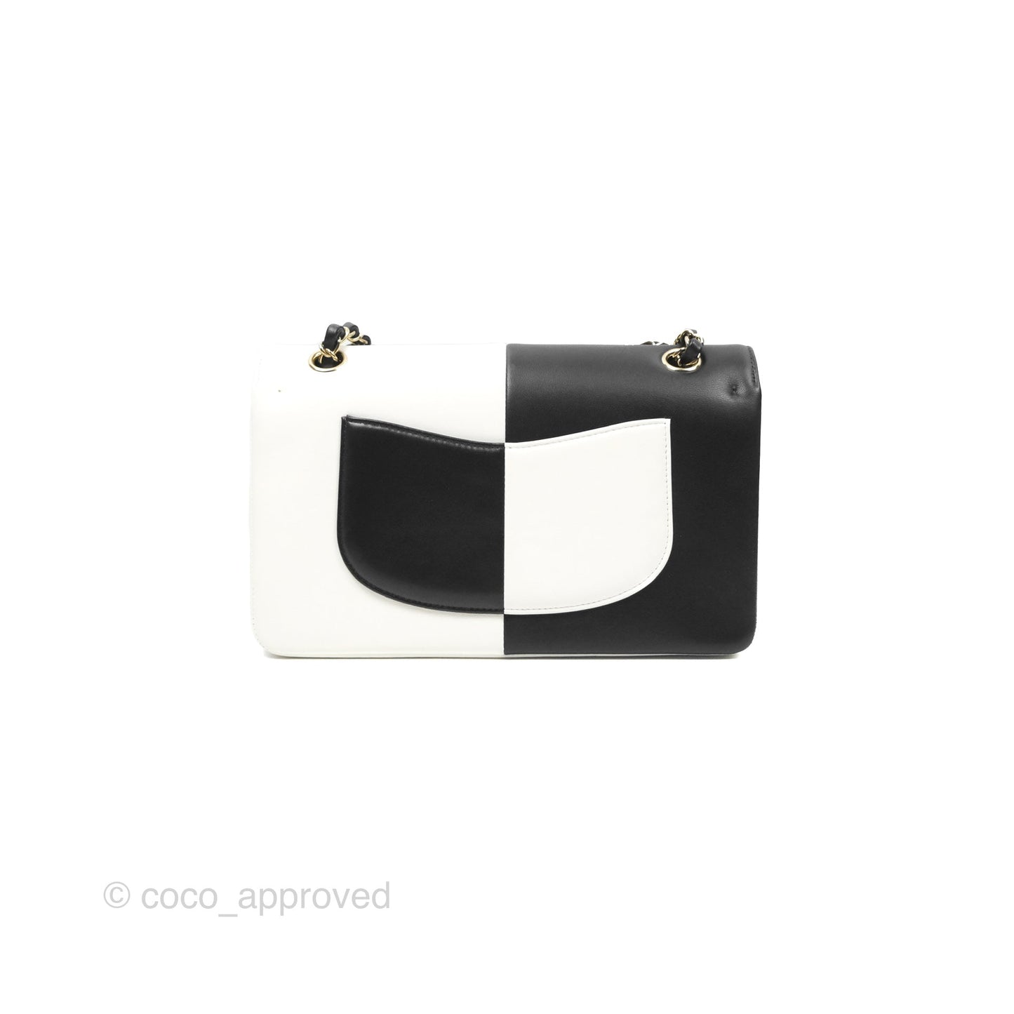 Chanel Medium Flap Black & White Lambskin Gold Hardware