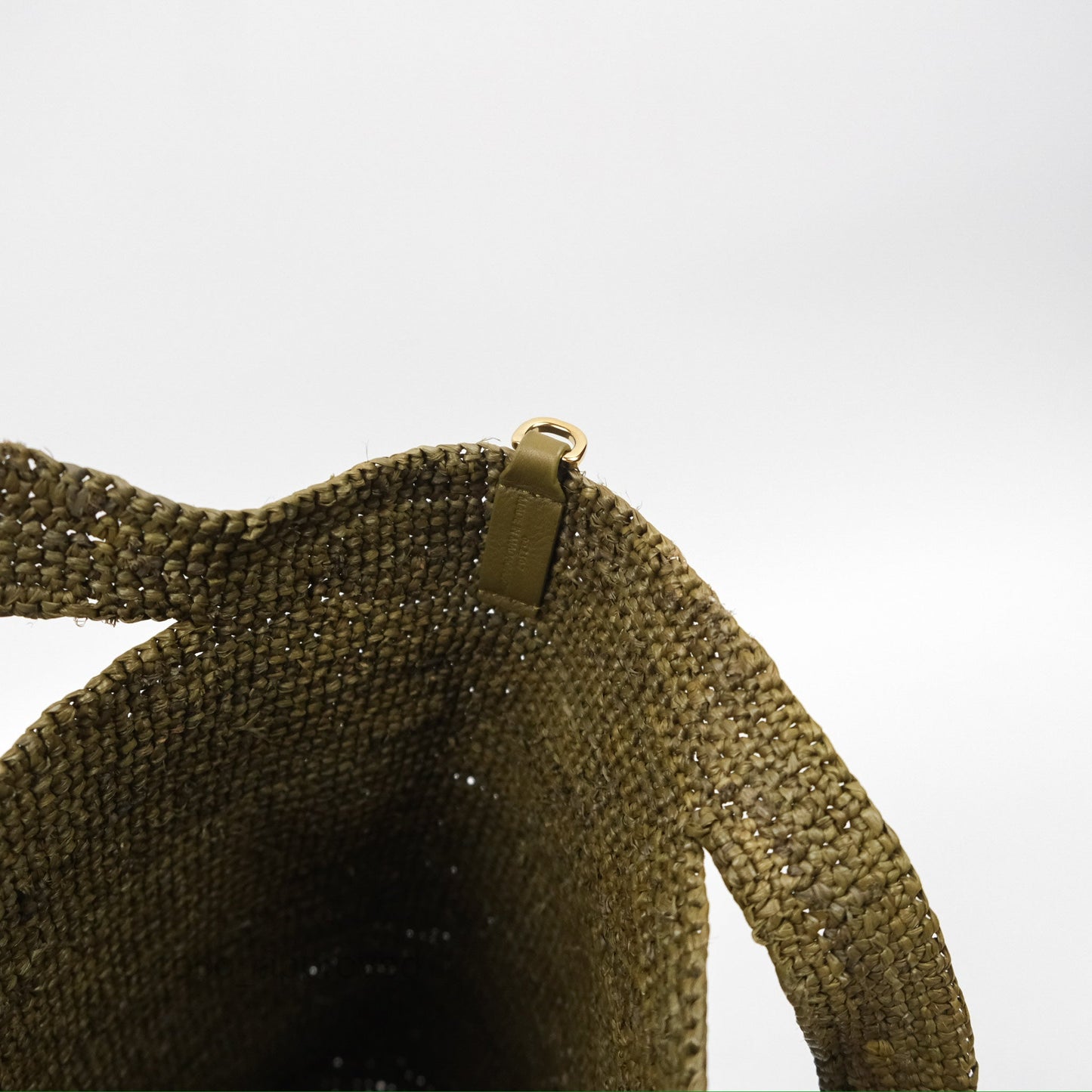 Loewe Mini Slit Bag in Raffia / Calfskin Natural Olive