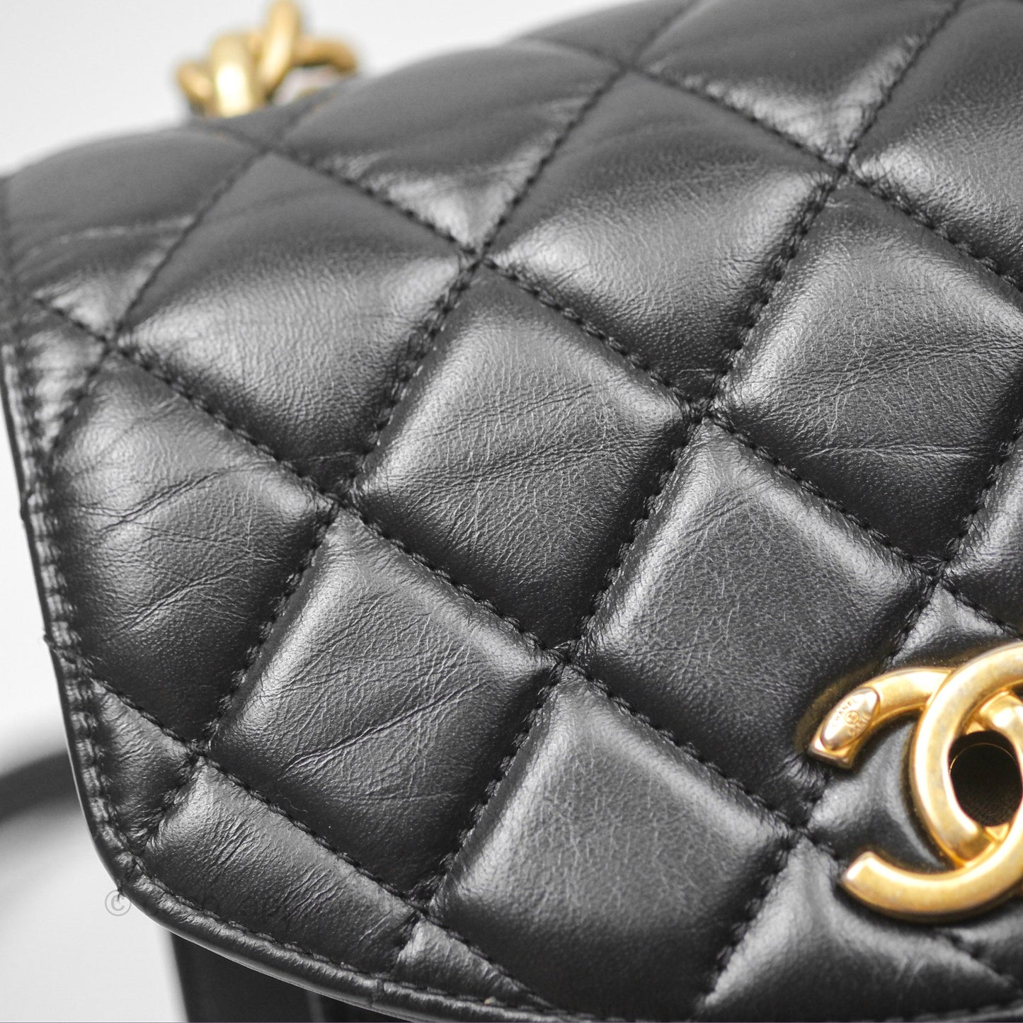 Chanel Chain Handle Small Flap Bag Black Calfskin