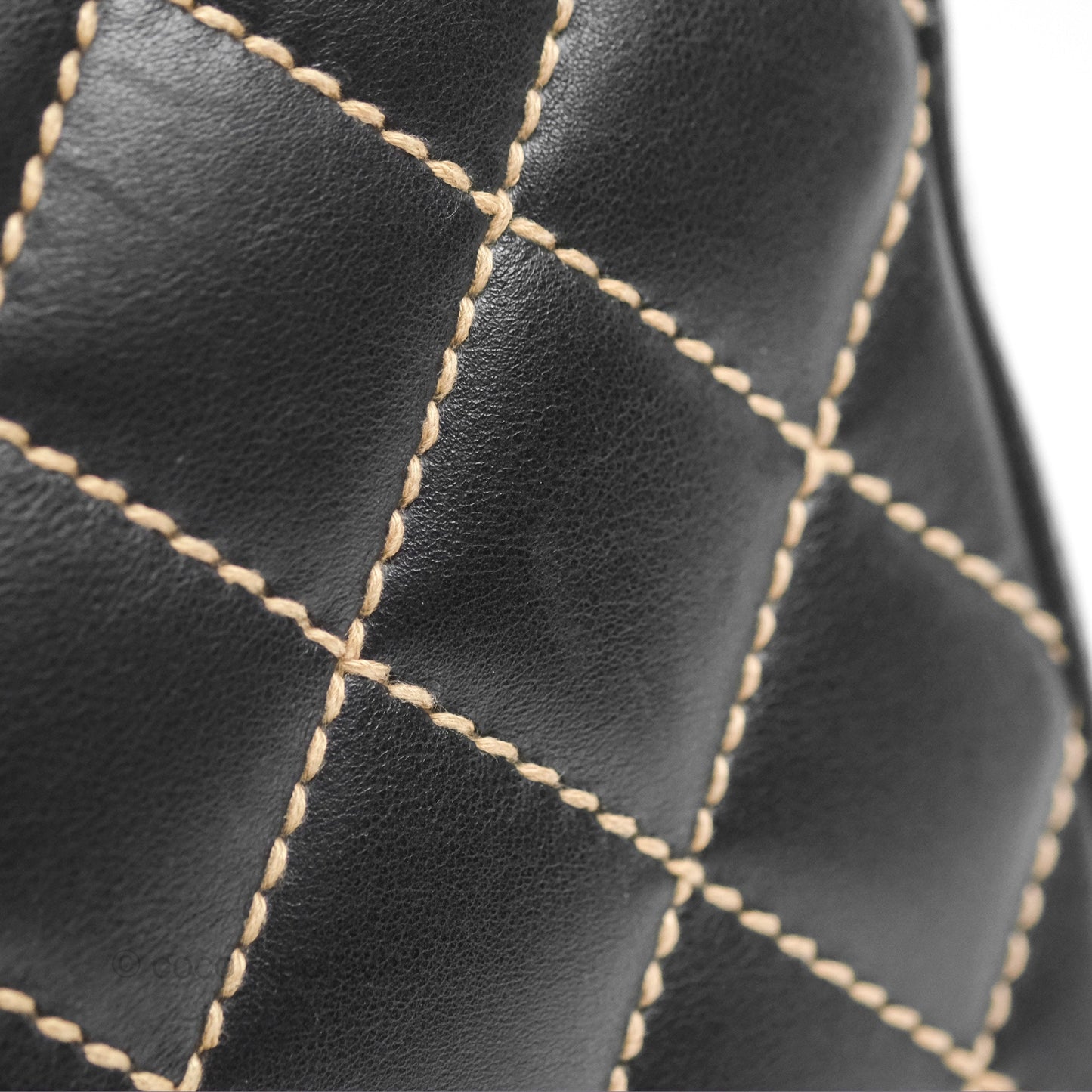 Chanel Vintage Wild Stitch Tote Bag Lambskin Black