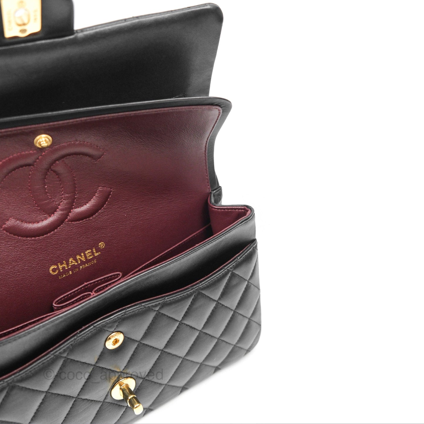 Chanel Classic M/L Medium Flap Quilted Black Lambskin Gold Hardware
