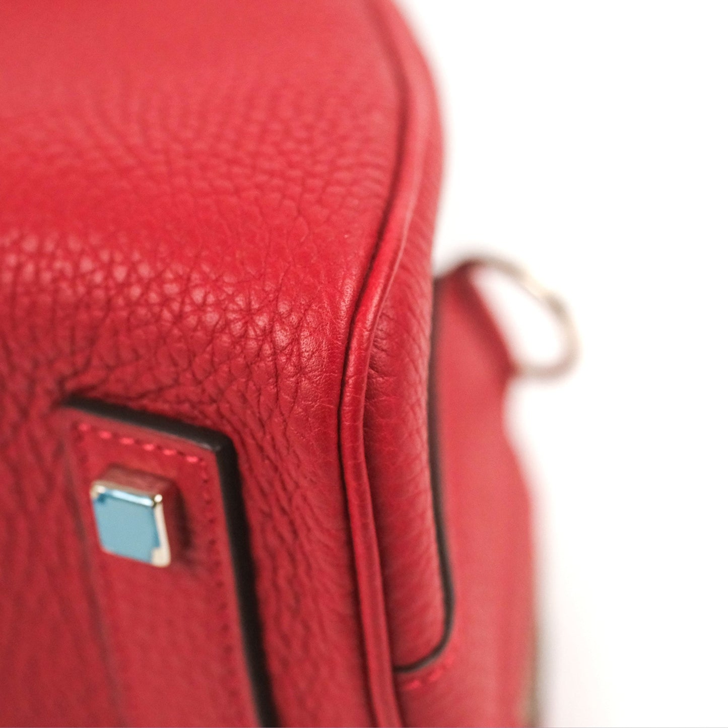 Moynat Swing Bag Red Grained Leather Silver Hardware
