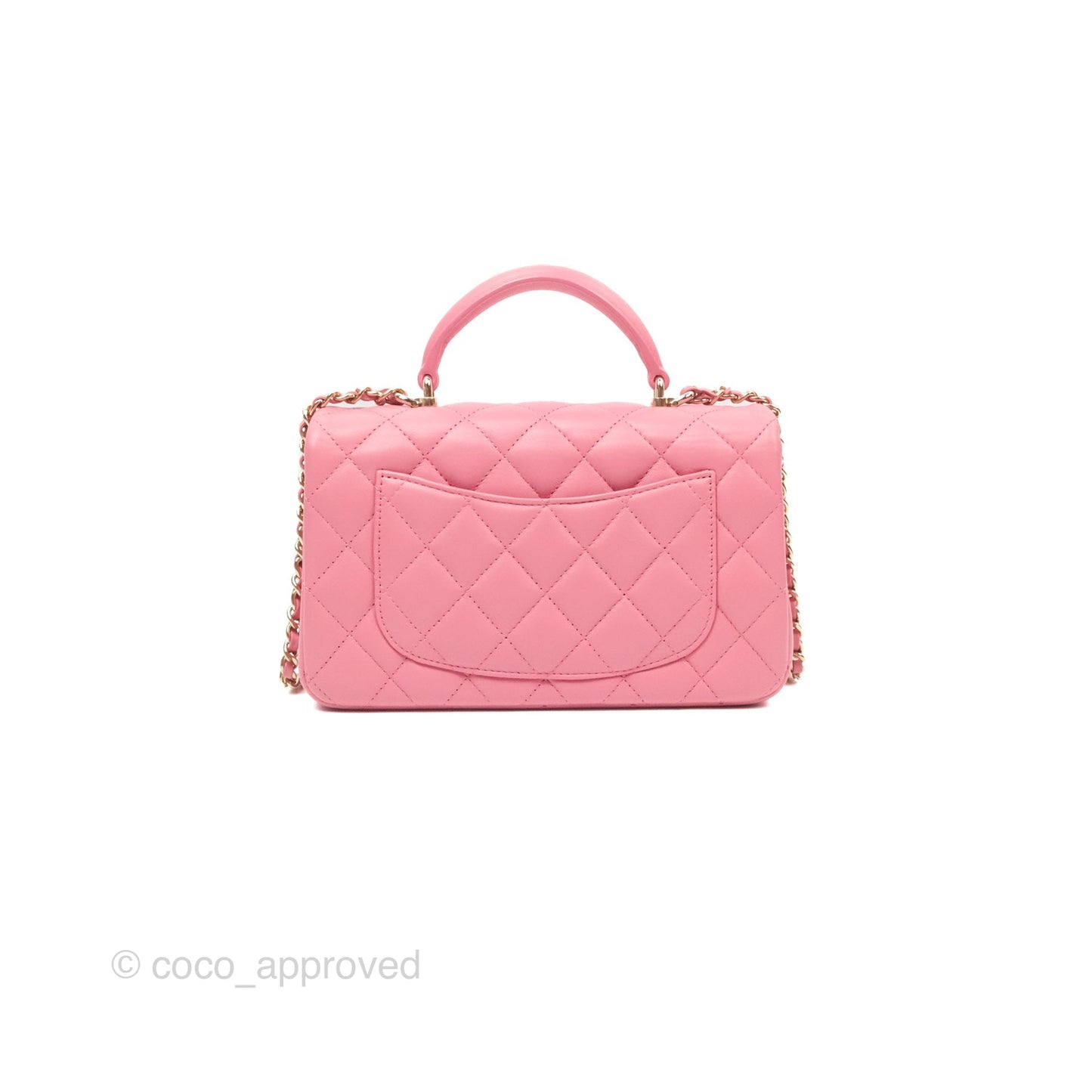 Chanel Top Handle Mini Rectangular Flap Bag Pink Lambskin Gold Hardware
