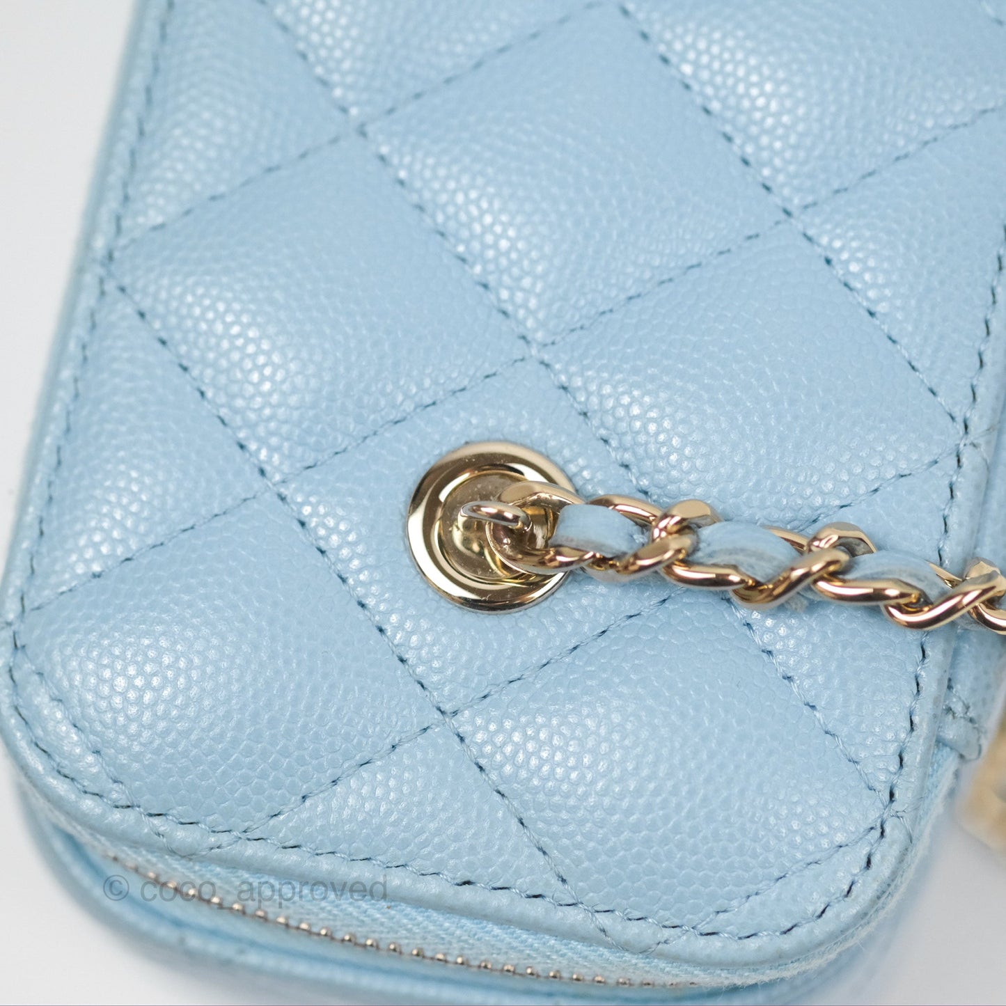 Chanel Classic Vanity With Chain Blue Caviar Gold Hardware