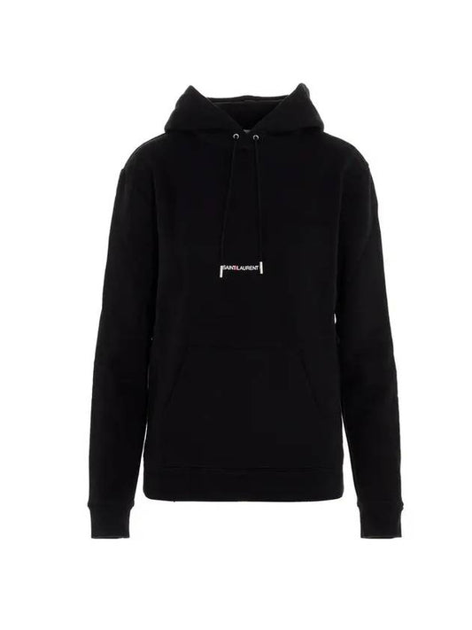 Luxury Saint Laurent Signature Logo Hooded Top Black
