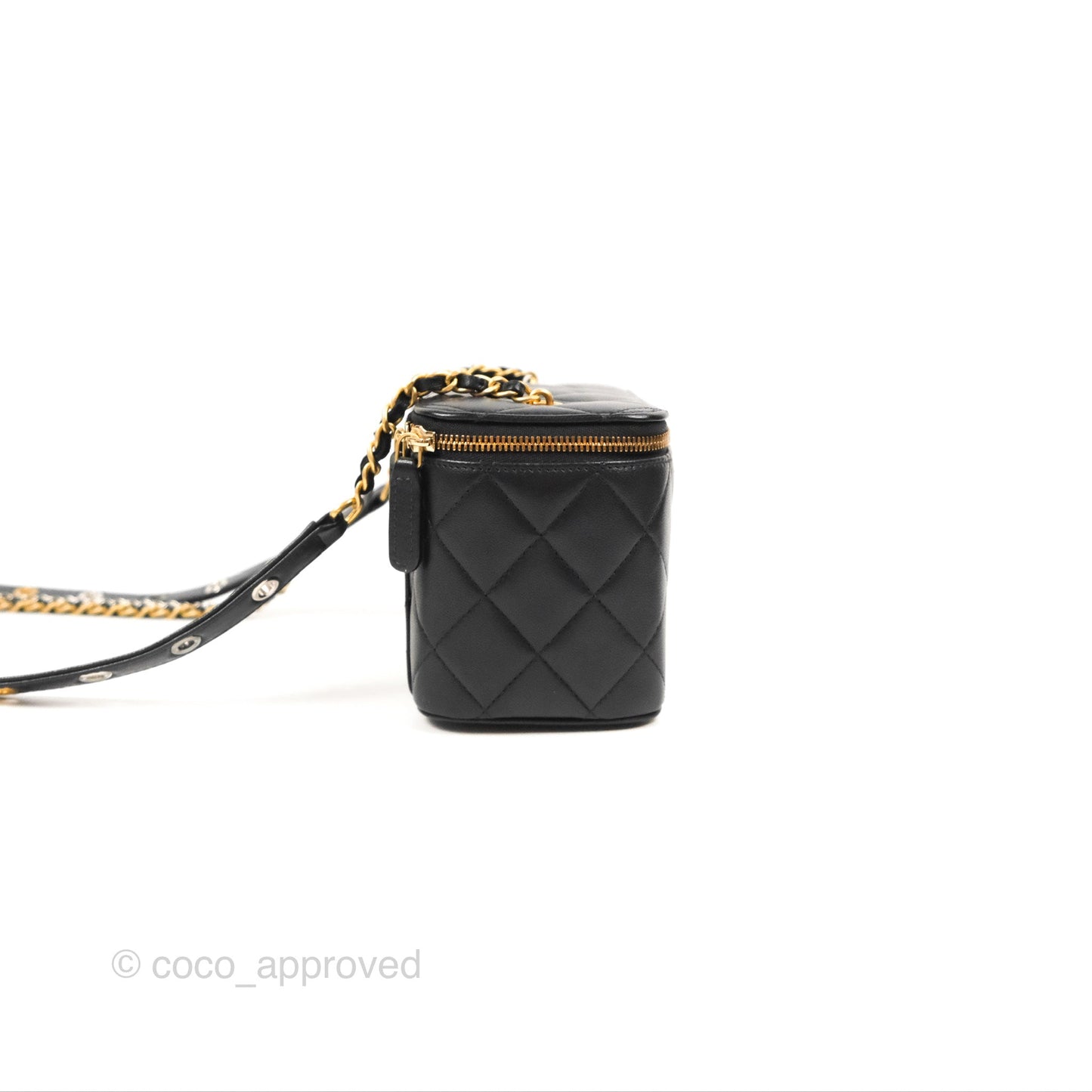Chanel Vanity With Chain Black Goatskin Aged Gold Hardware