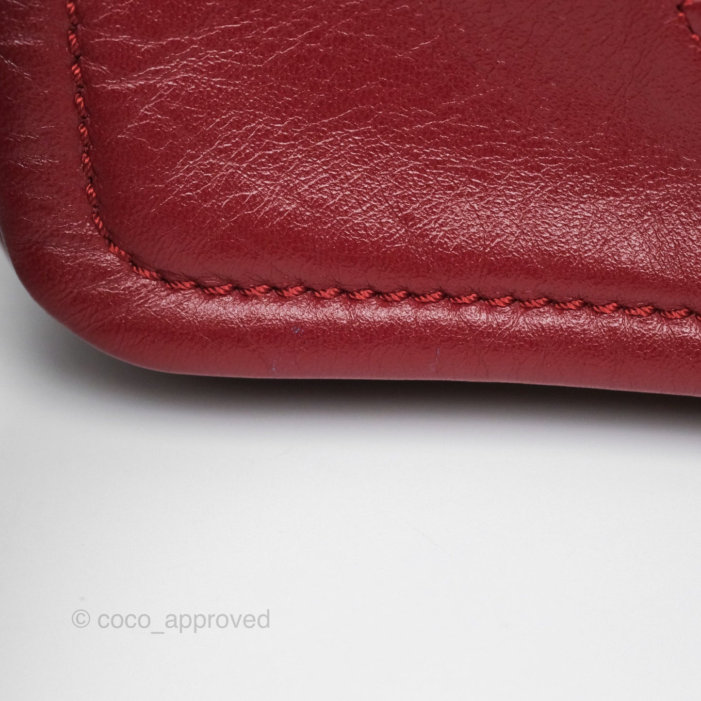 Chanel CC Flap Shoulder Bag Dark Red Crumpled Leather Silver Hardware