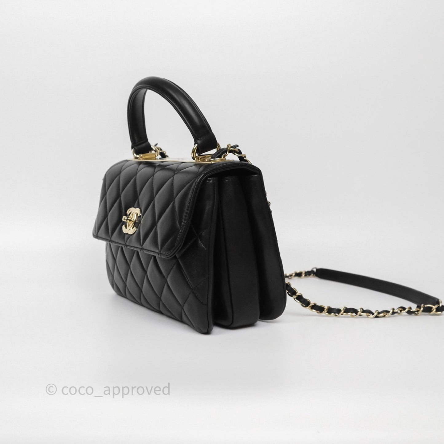 Chanel Small Trendy CC Black Lambskin Gold Hardware