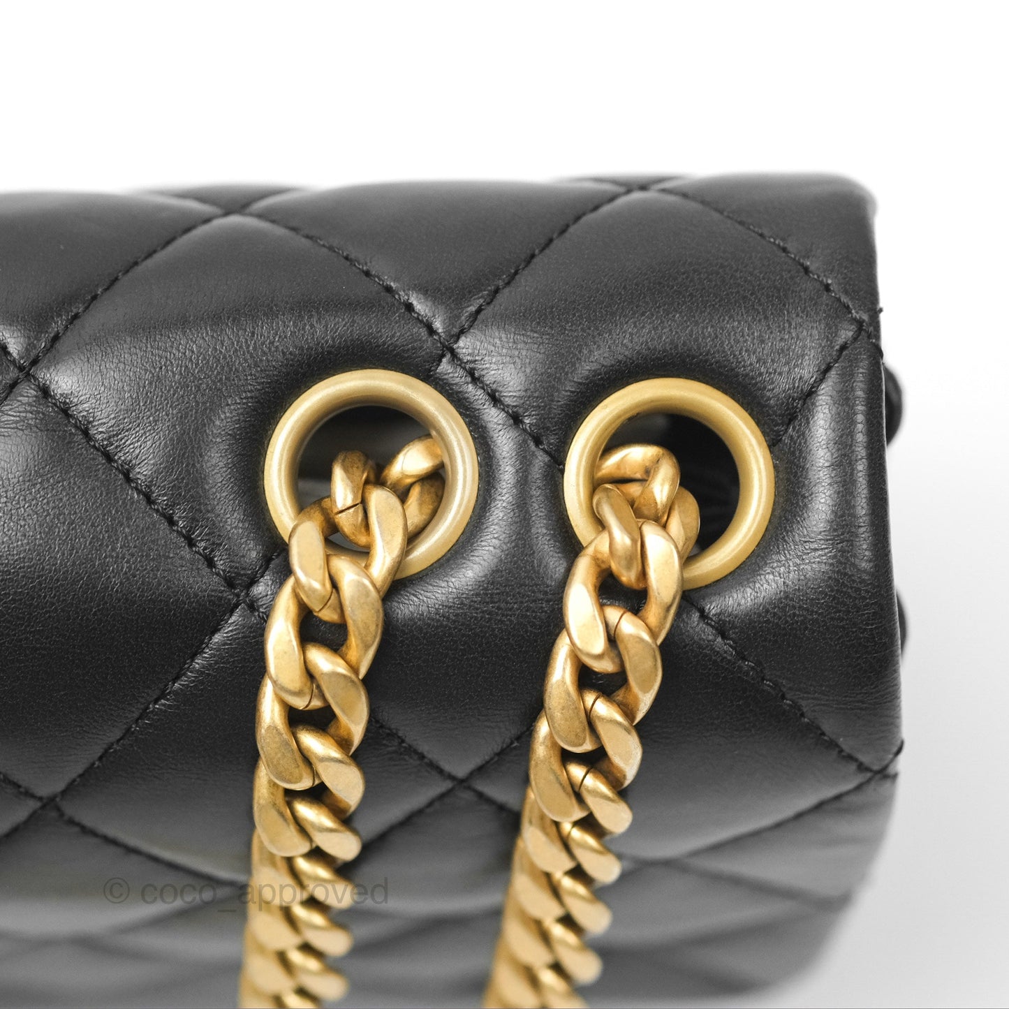 Chanel Flap Bag with Adjustable Strap Black Lambskin Aged Gold Hardware 22K