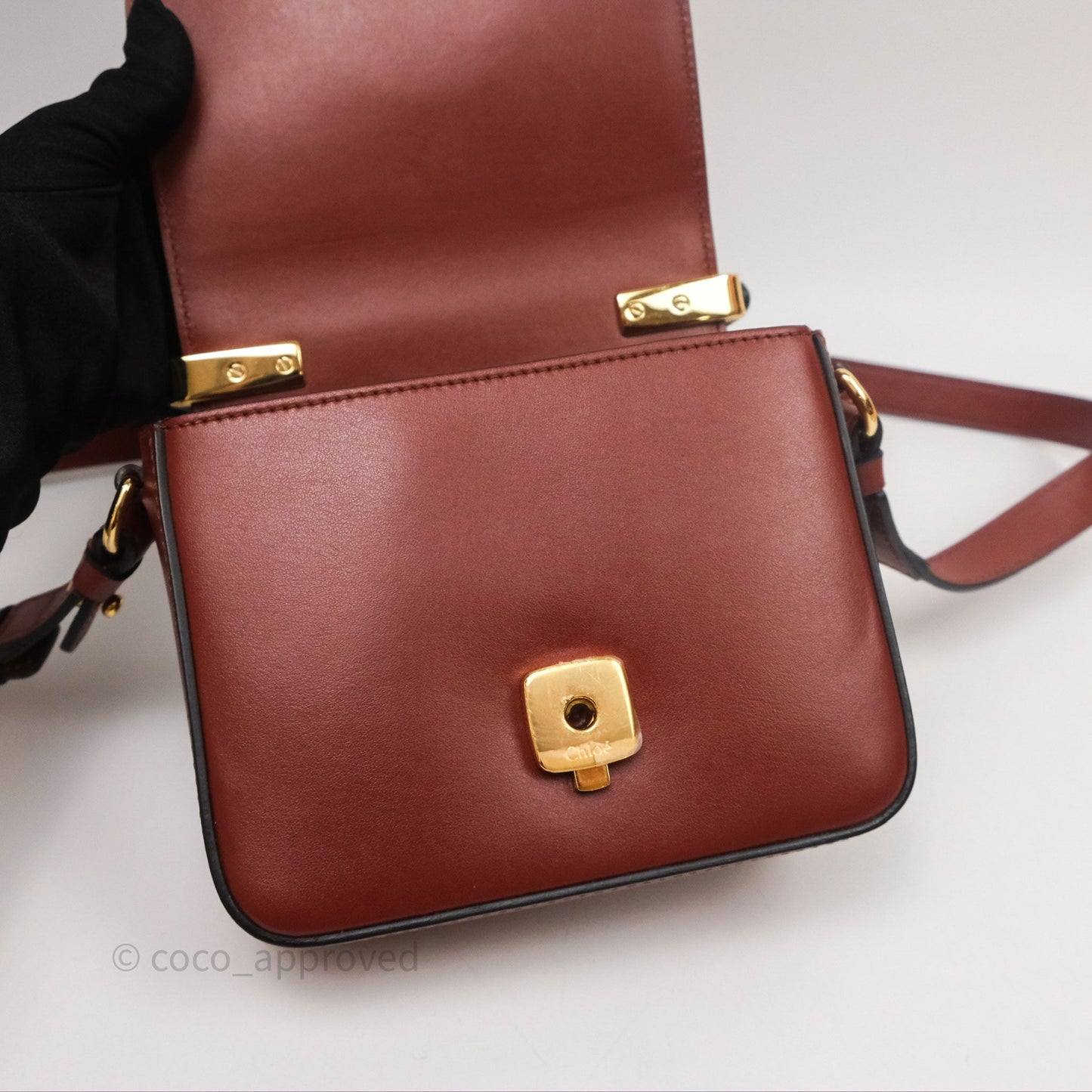 Chloé Mini C Bag Sepia Brown Shiny/Suede Calfskin