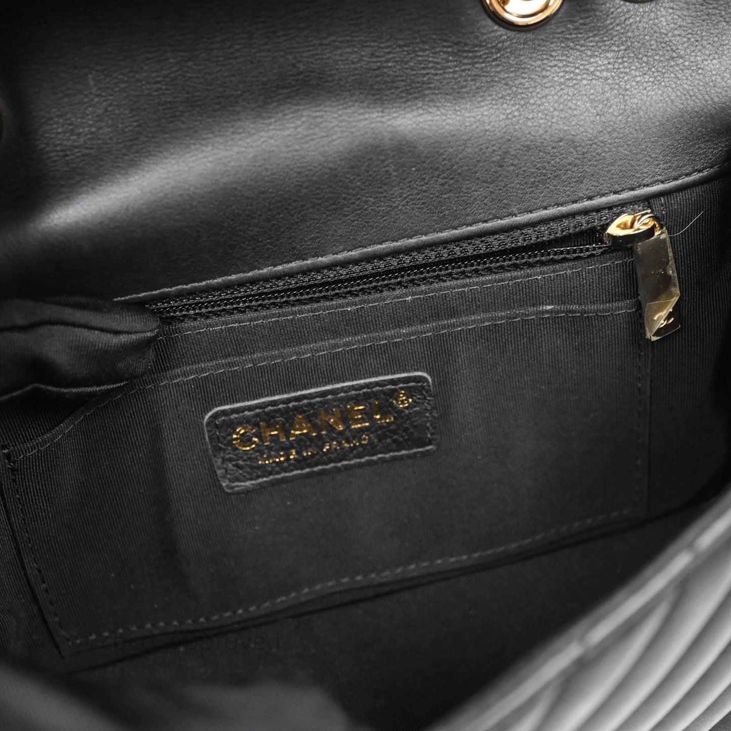 Chanel Small Statement Chevron Flap Bag Black Gold Hardware