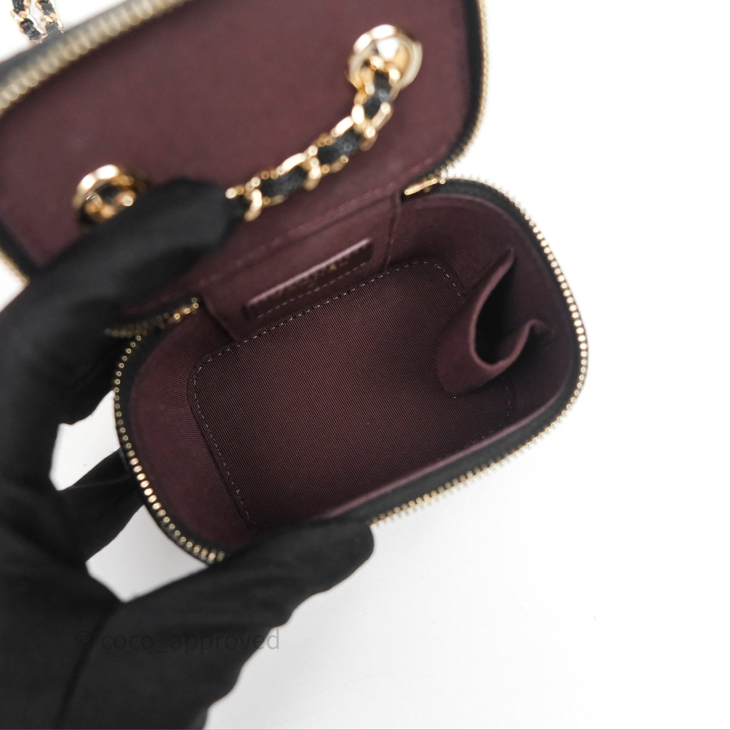 Chanel Mini Vanity With Chain Black Caviar Gold Hardware