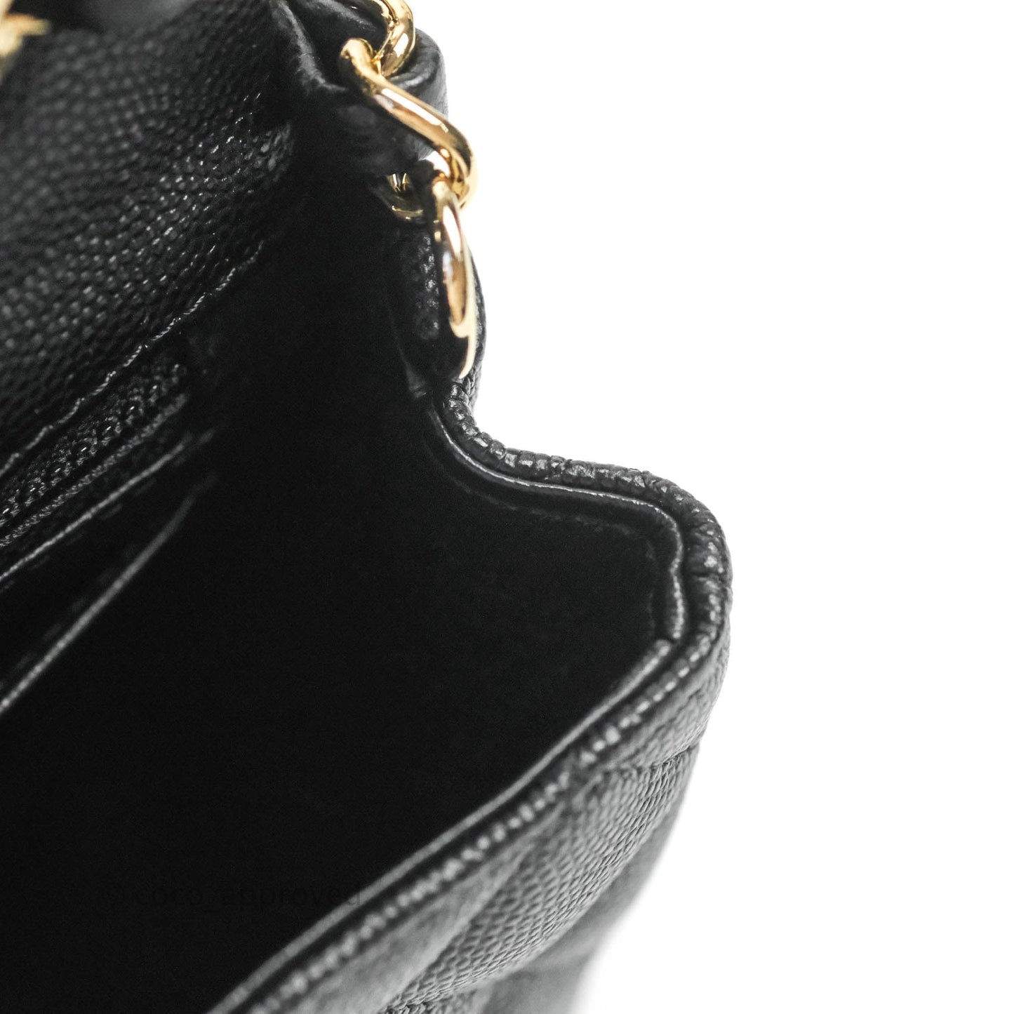 Chanel Classic Quilted Mini Rectangular Flap Black Caviar Gold Hardware 18B