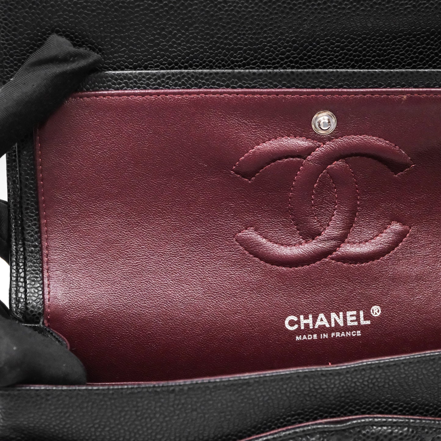 Chanel Classic M/L Medium Flap Quilted Black Caviar Silver Hardware