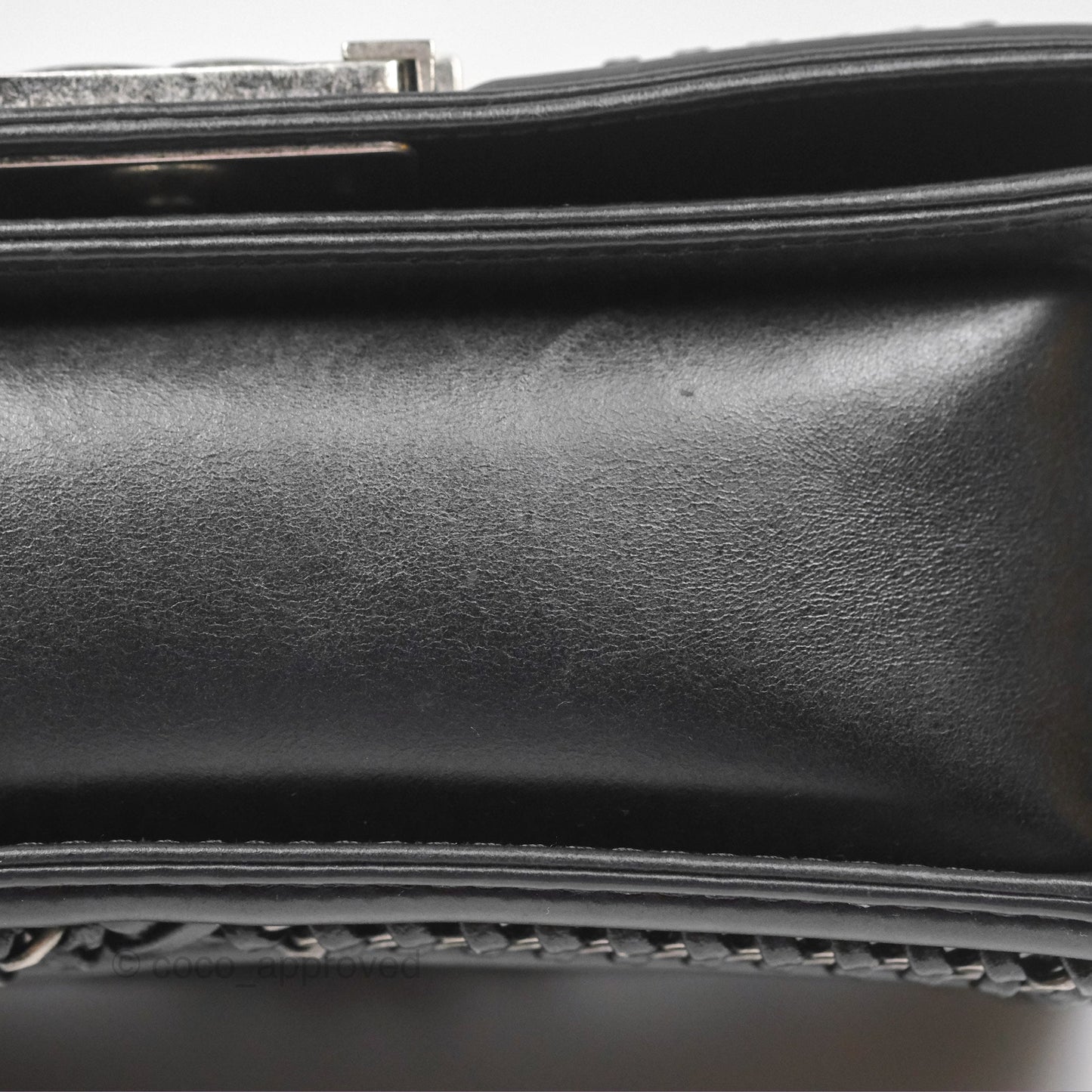 Chanel Small Chain Around Top Handle Boy Black Calfskin Ruthenium Hardware