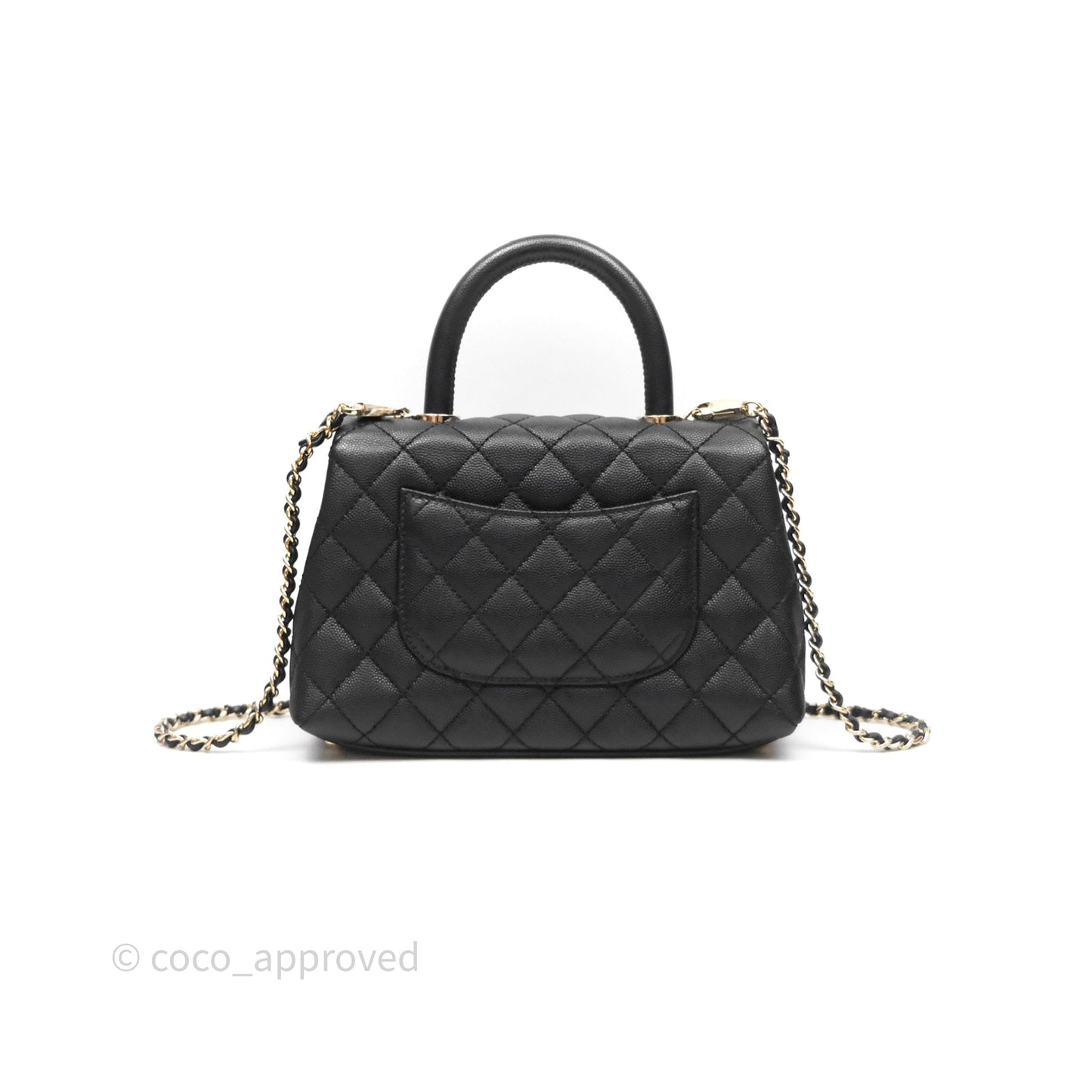 Chanel Small Coco Handle Quilted Black Caviar Gold Hardware