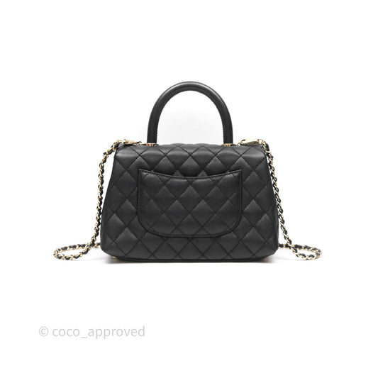 Chanel Small Coco Handle Quilted Black Caviar Gold Hardware