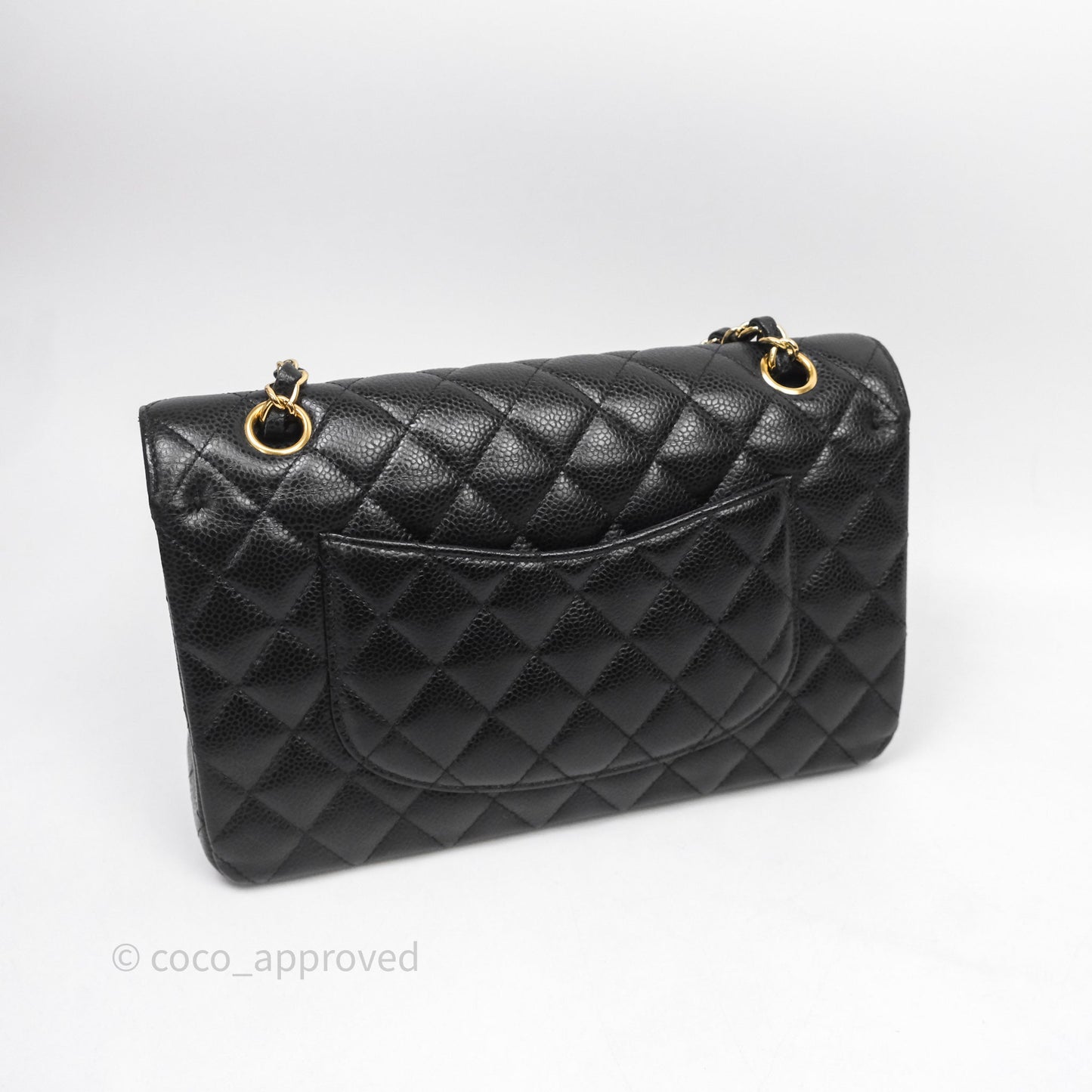 Chanel Classic M/L Medium Flap Quilted Black Caviar Gold Hardware