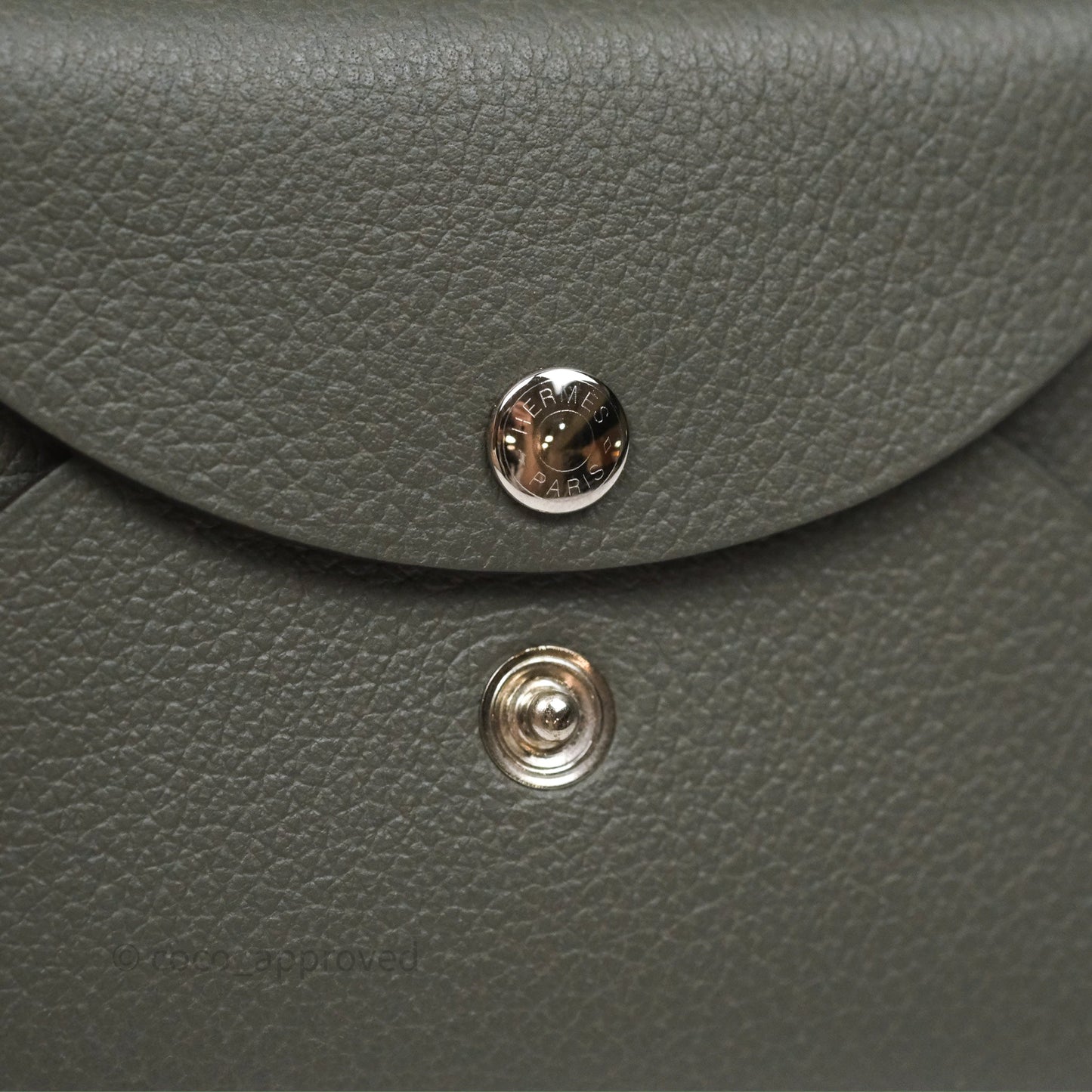 Hermès Calvi Duo Compact Card Holder Gris Meyer 0L Evercolor Palladium Hardware