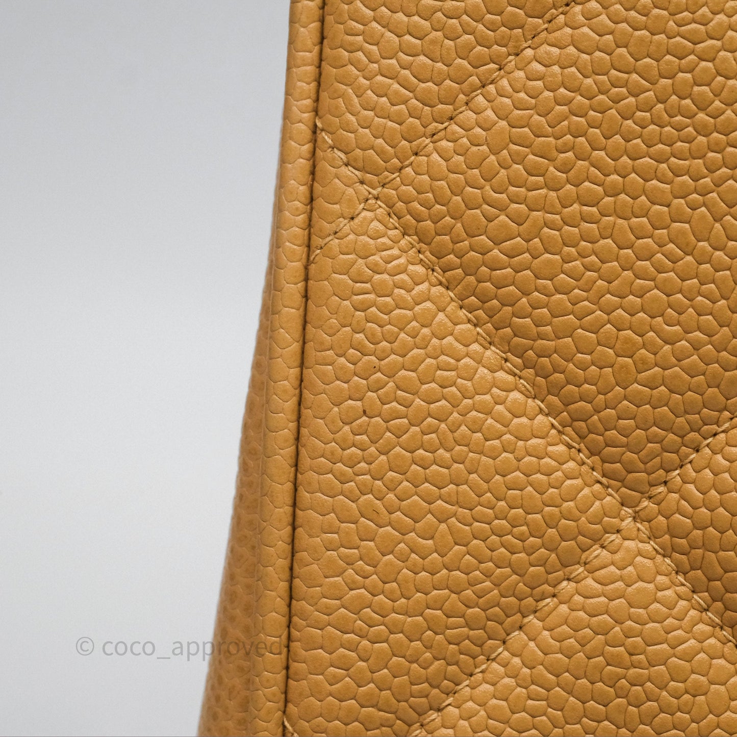 Chanel Vintage CC Quilted Tote Dark Beige Caviar 24K Gold Hardware