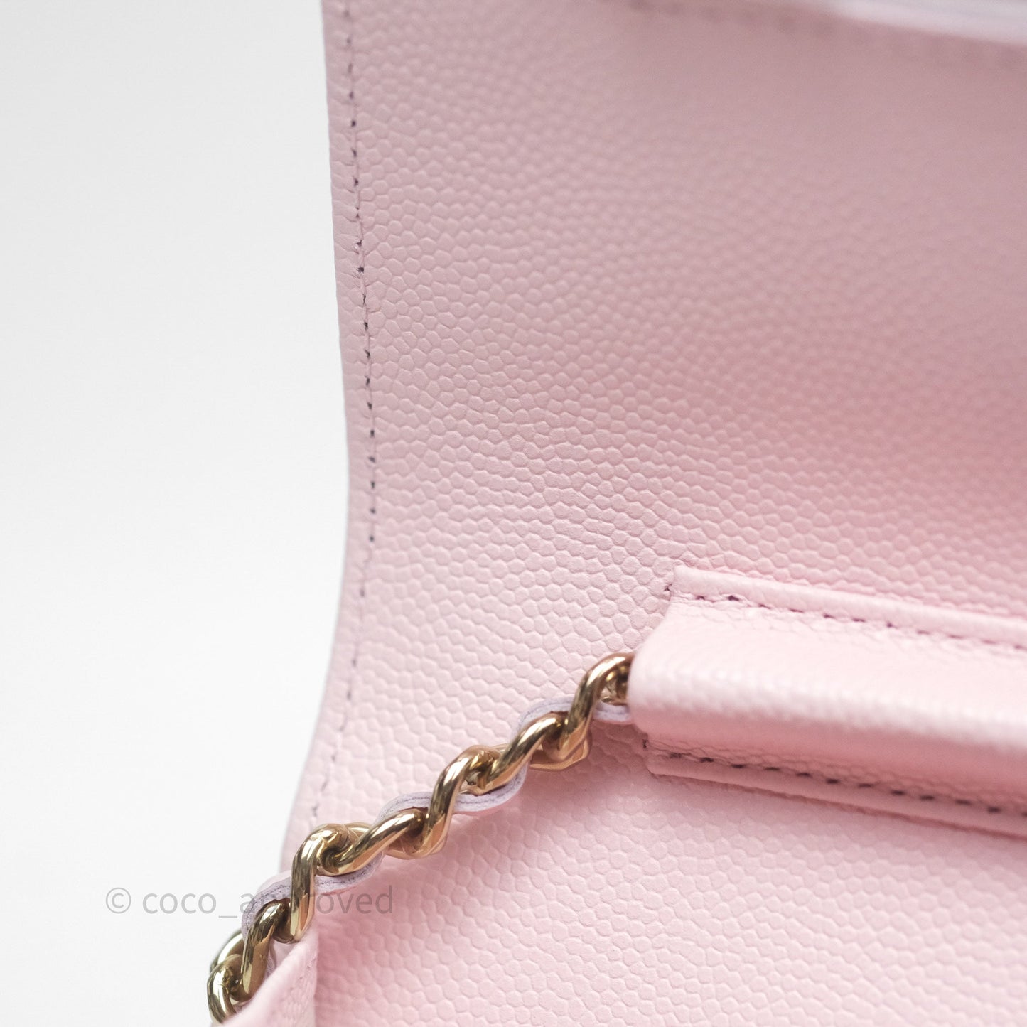 Chanel Classic Quilted Wallet on Chain WOC Light Pink Caviar Gold Hardware