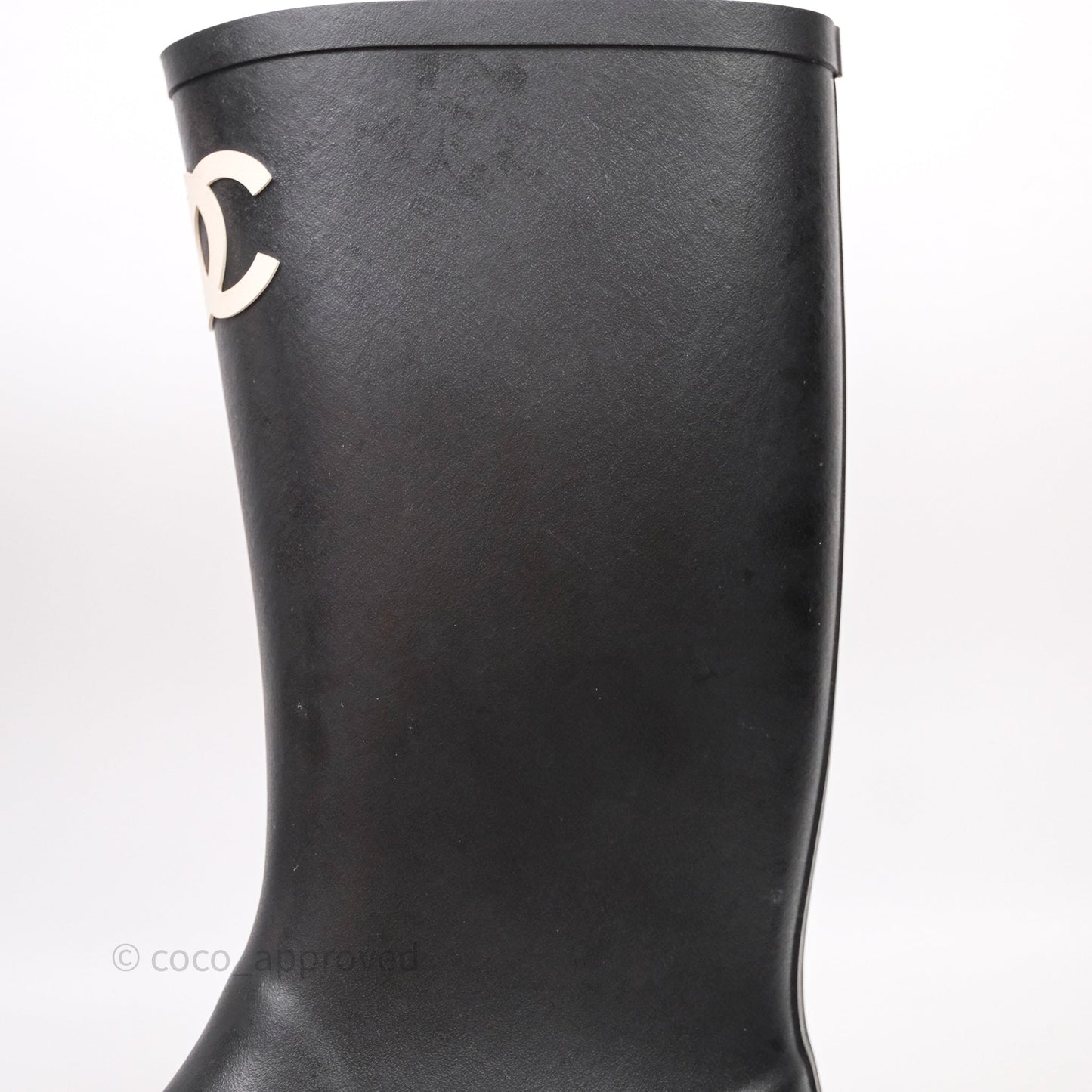 Chanel CC Black Rubber Rain Boots Size 39