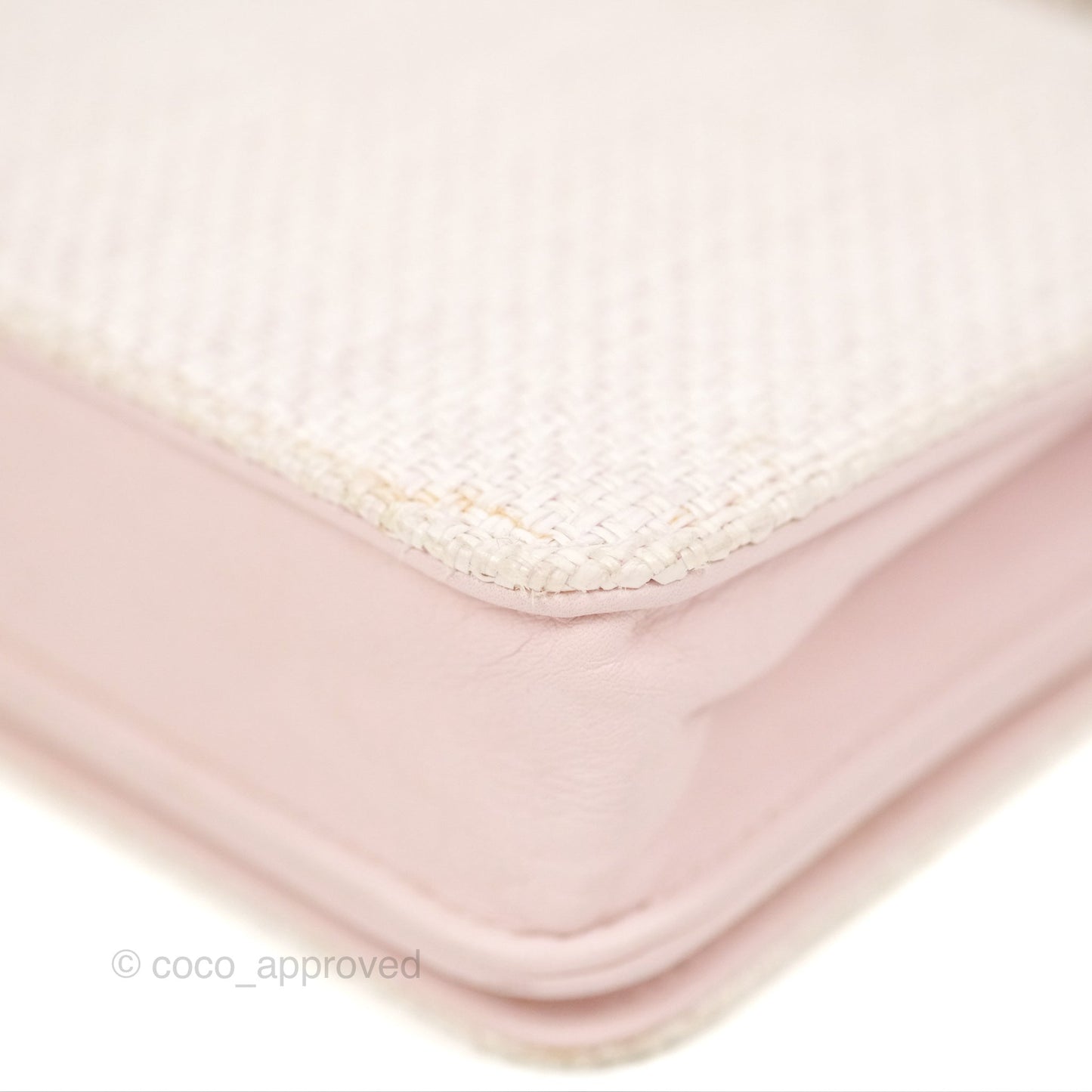 Chanel Deauville Wallet On Chain WOC Pink Canvas Silver Hardware