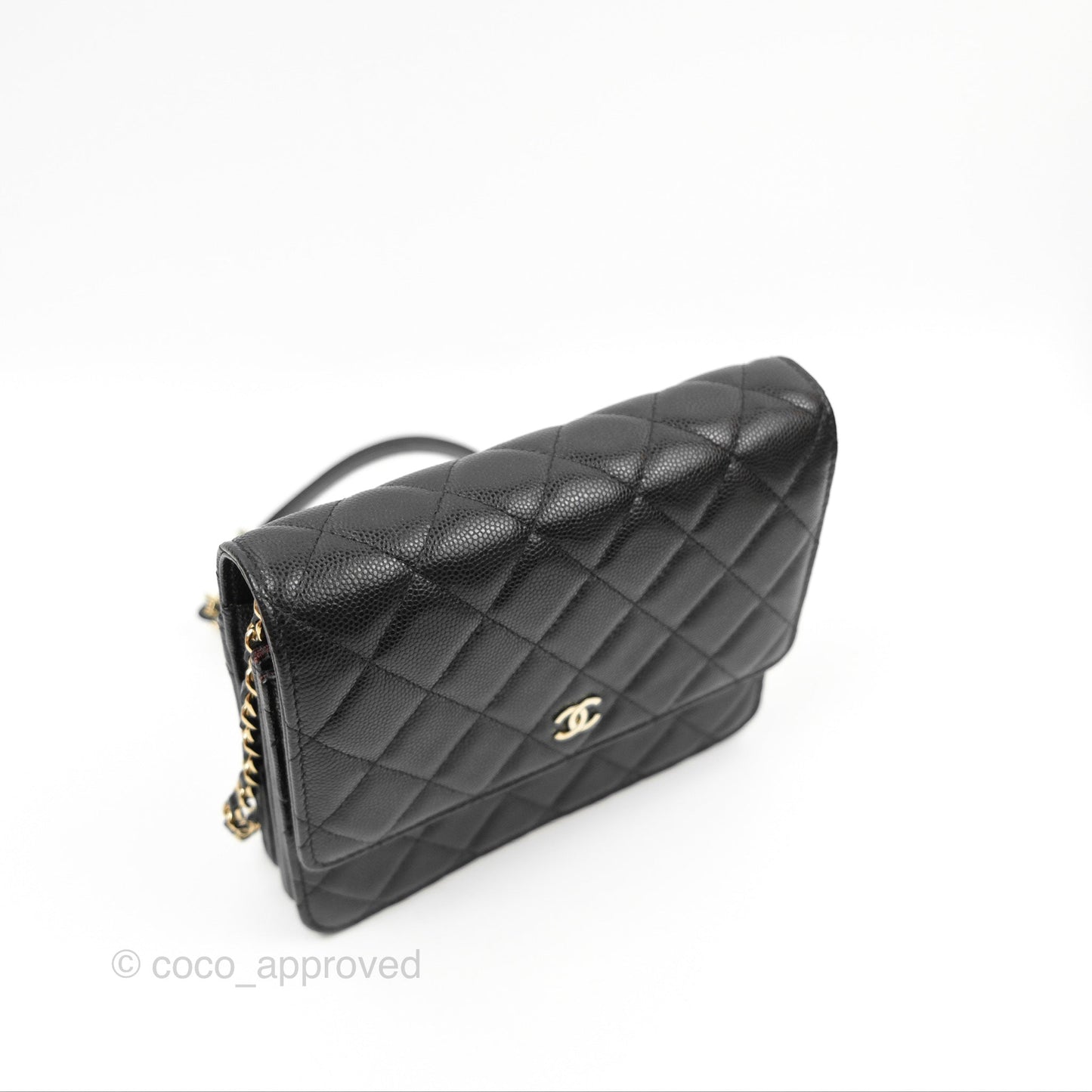 Chanel Square Flap WOC Black Caviar Gold Hardware