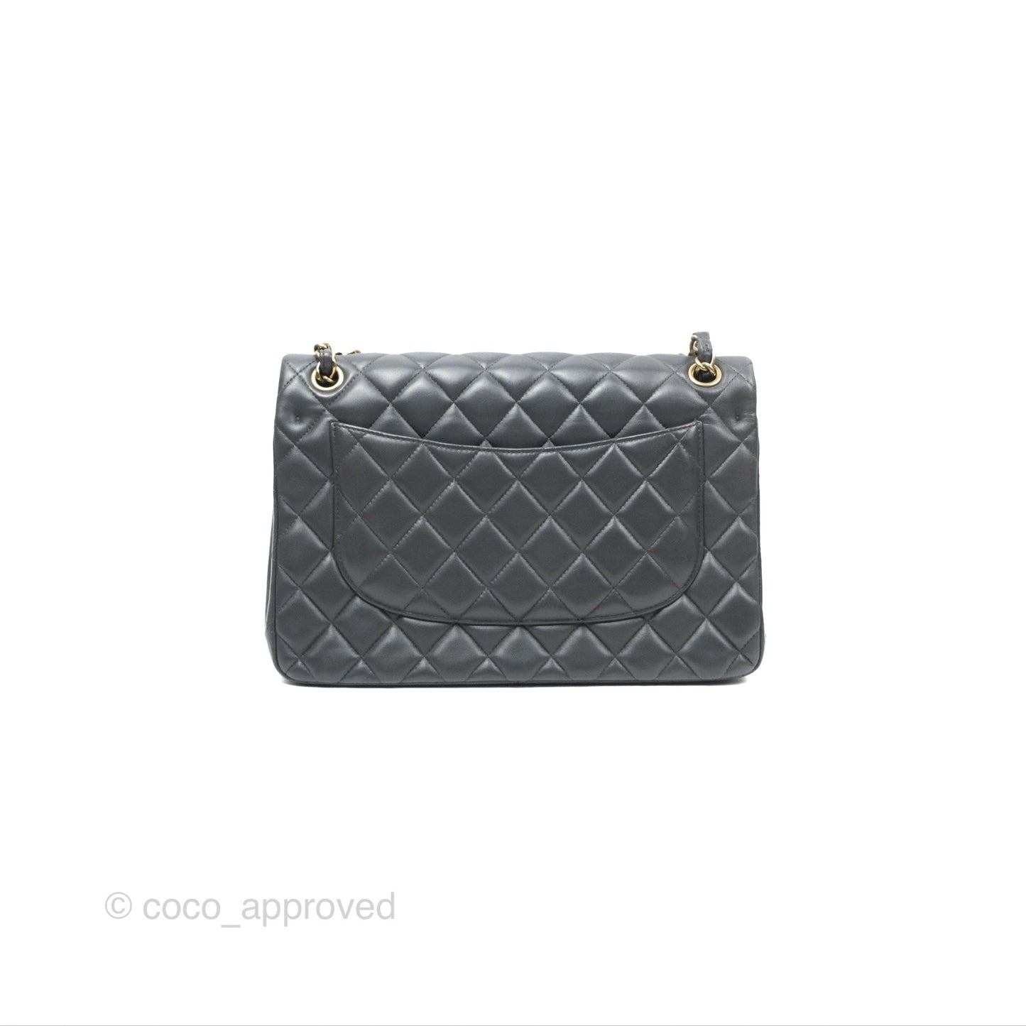 Chanel Jumbo Double Flap Dark Grey Lambskin Brushed Gold Hardware⁣⁣