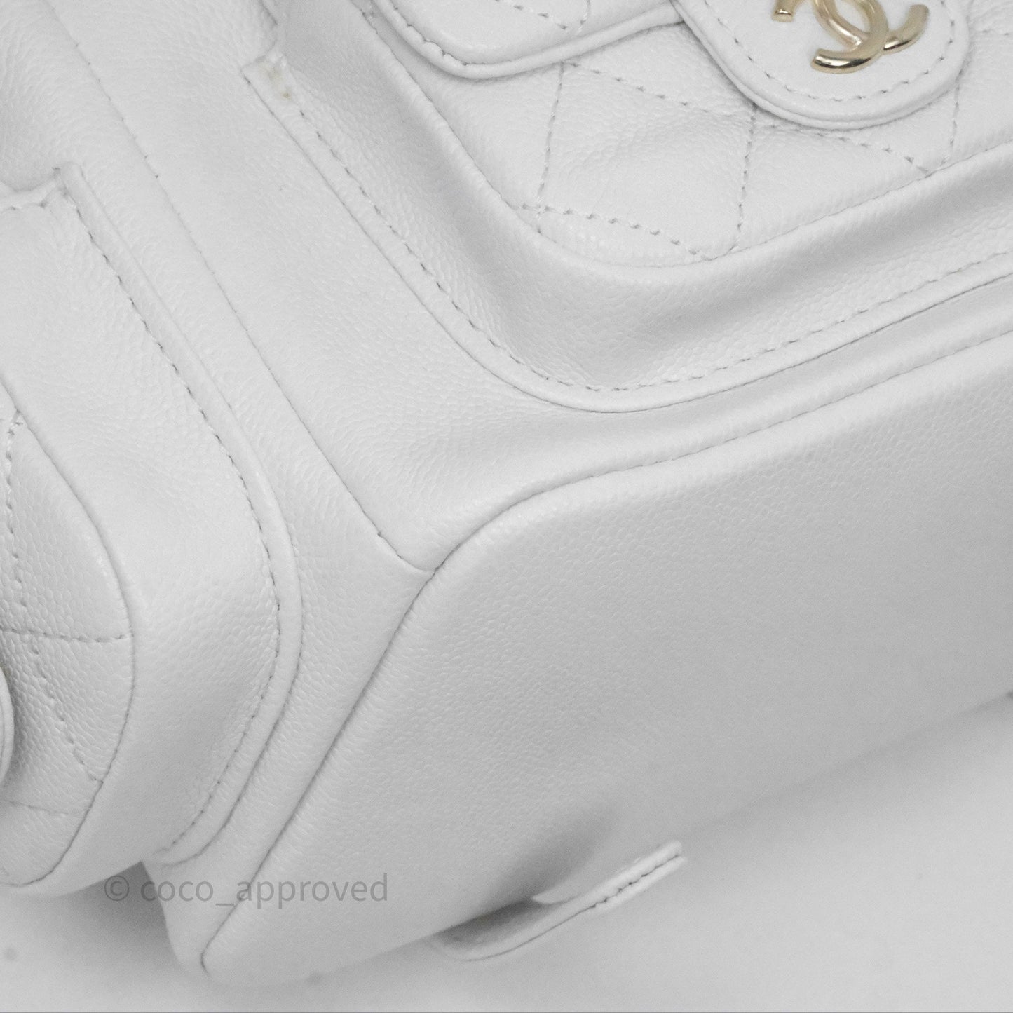 Chanel Small Duma Backpack White Caviar Gold Hardware