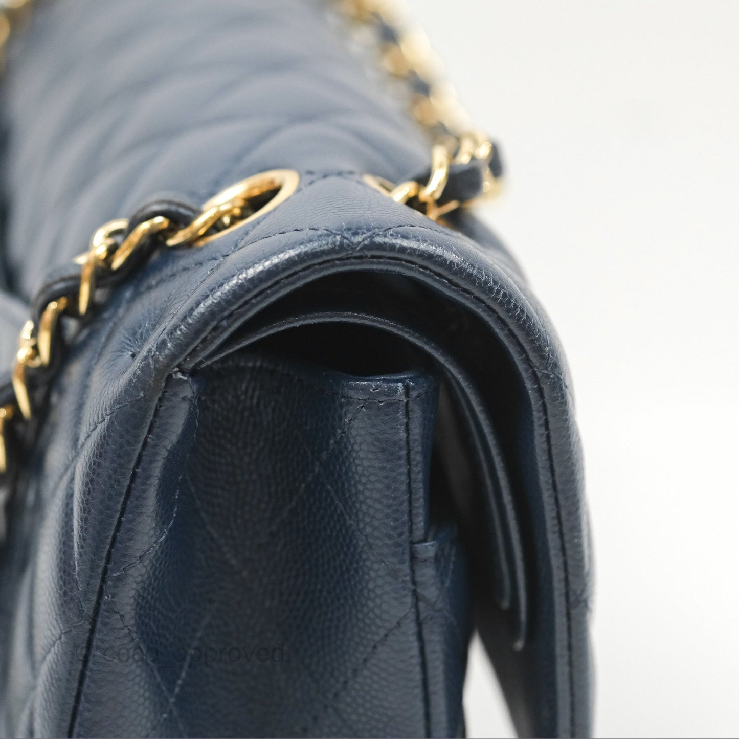 Chanel M/L Medium Classic Flap Quilted Navy Caviar Gold Hardware
