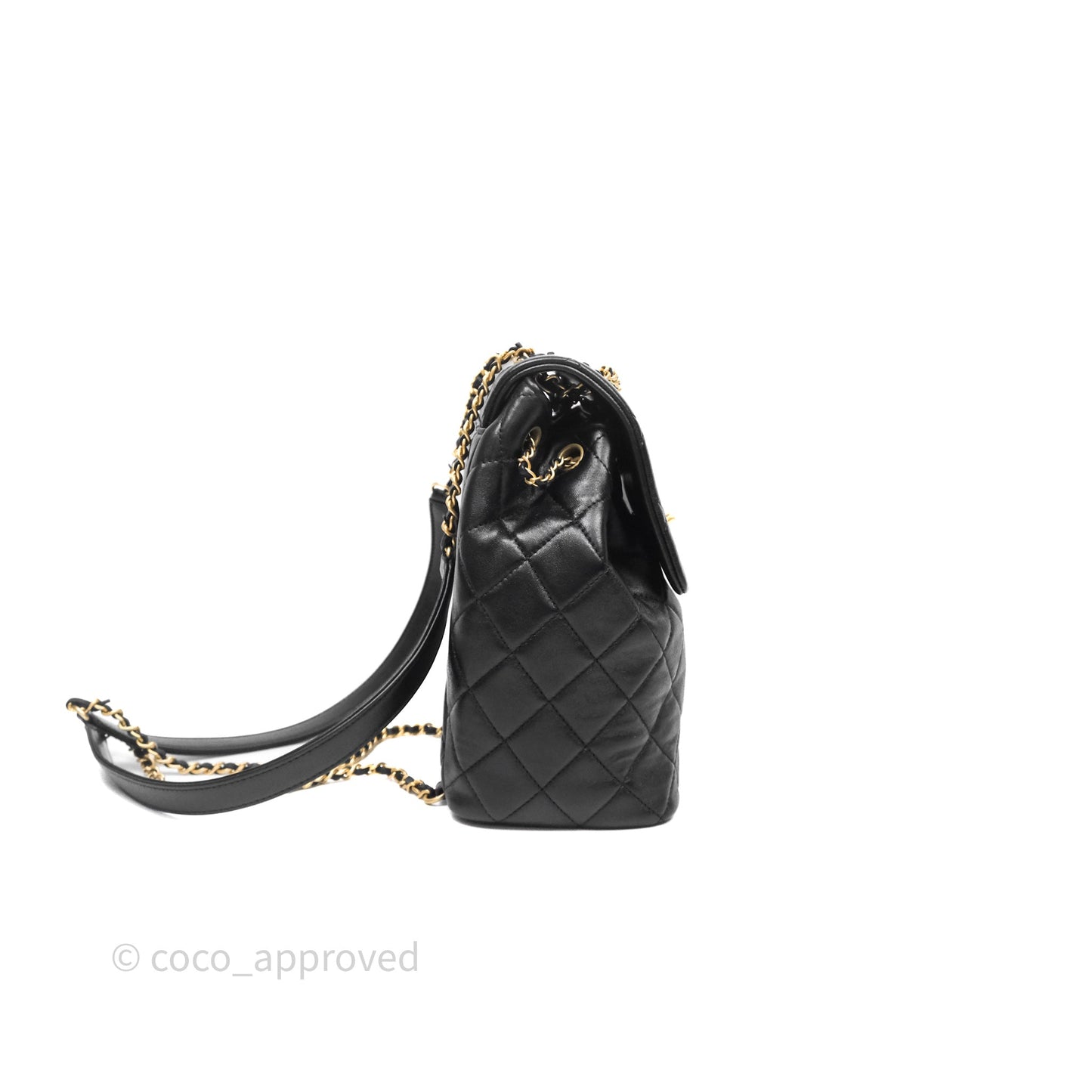 Chanel Backpack Black Calfskin Aged Gold Hardware
