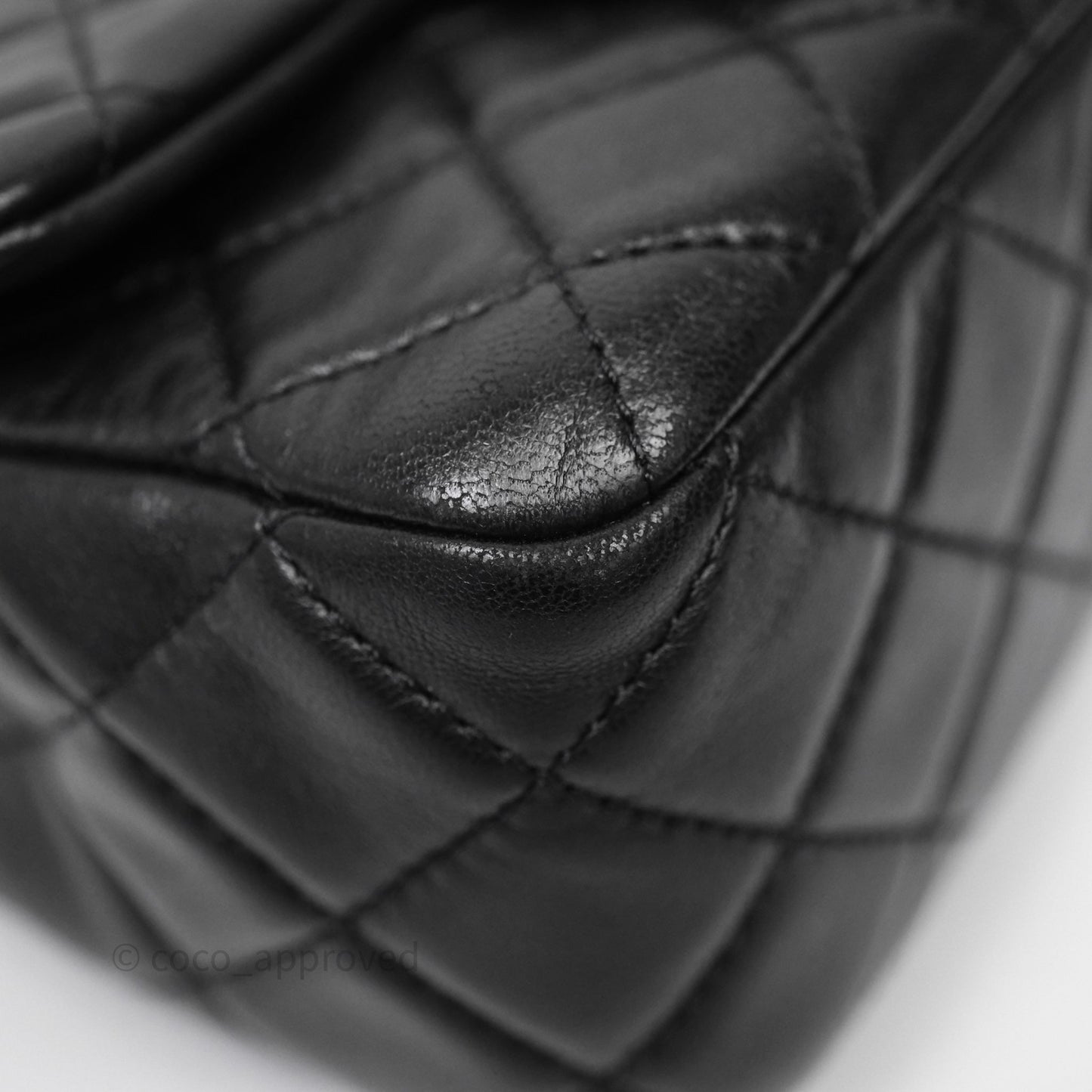 Chanel Pearl Crush Mini Square Quilted Black Lambskin Aged Gold Hardware