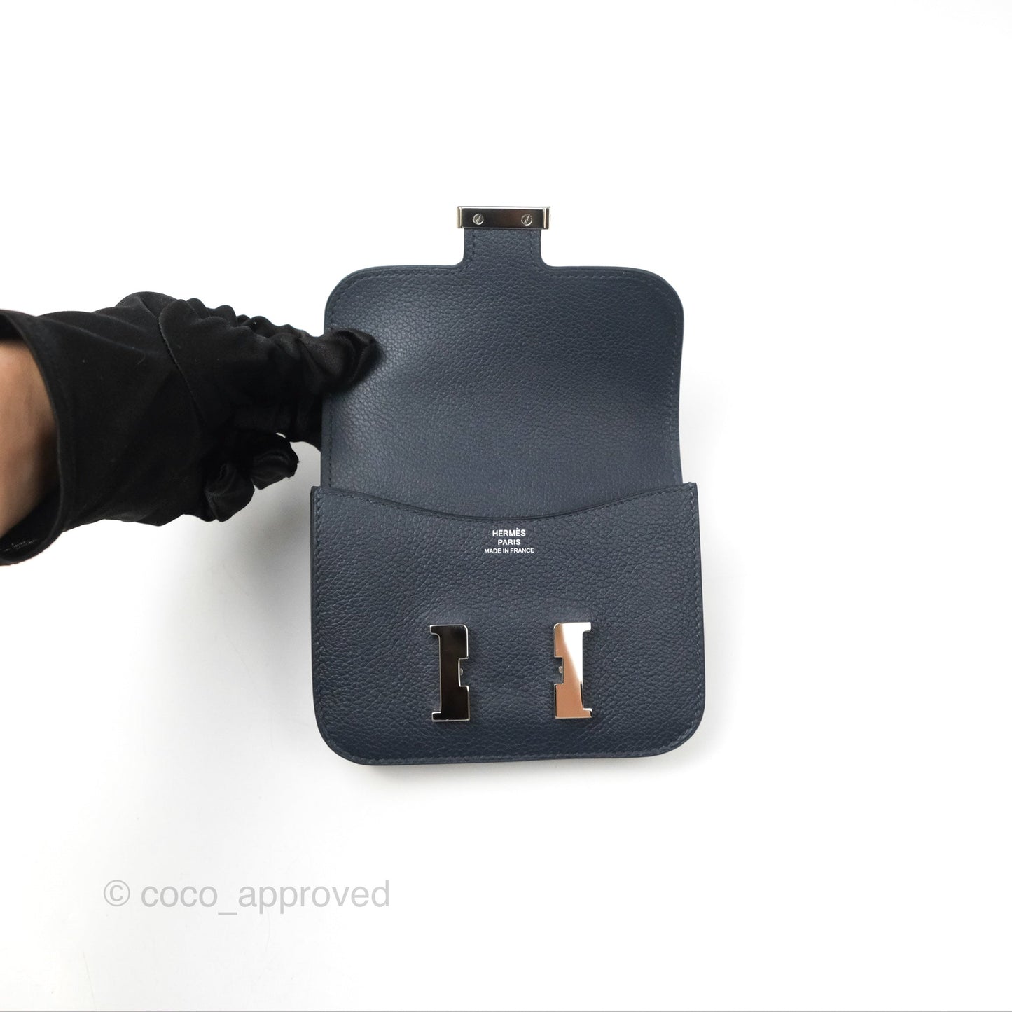 Hermès Constance Slim Wallet Bleu Nuit 2Z Evercolor Palladium Hardware