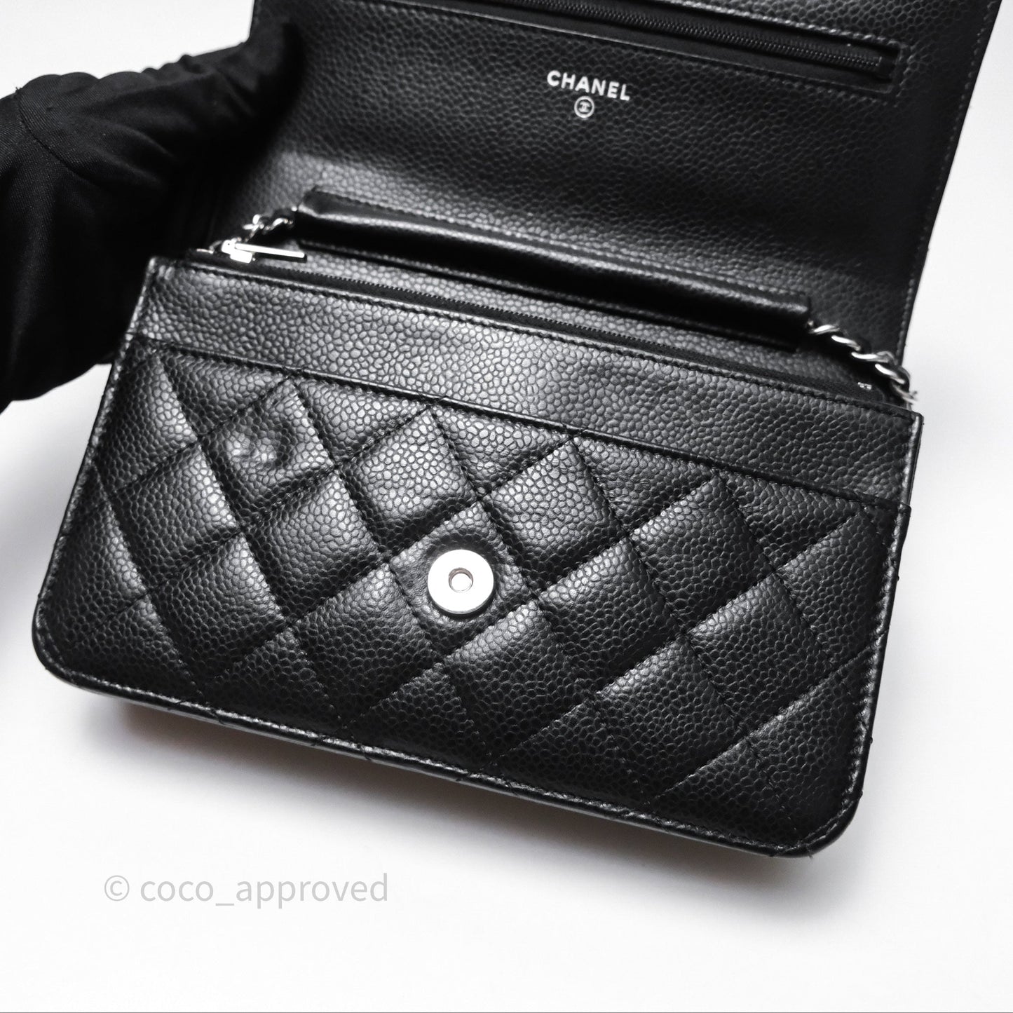Chanel Quilted WOC Black Caviar Silver Hardware