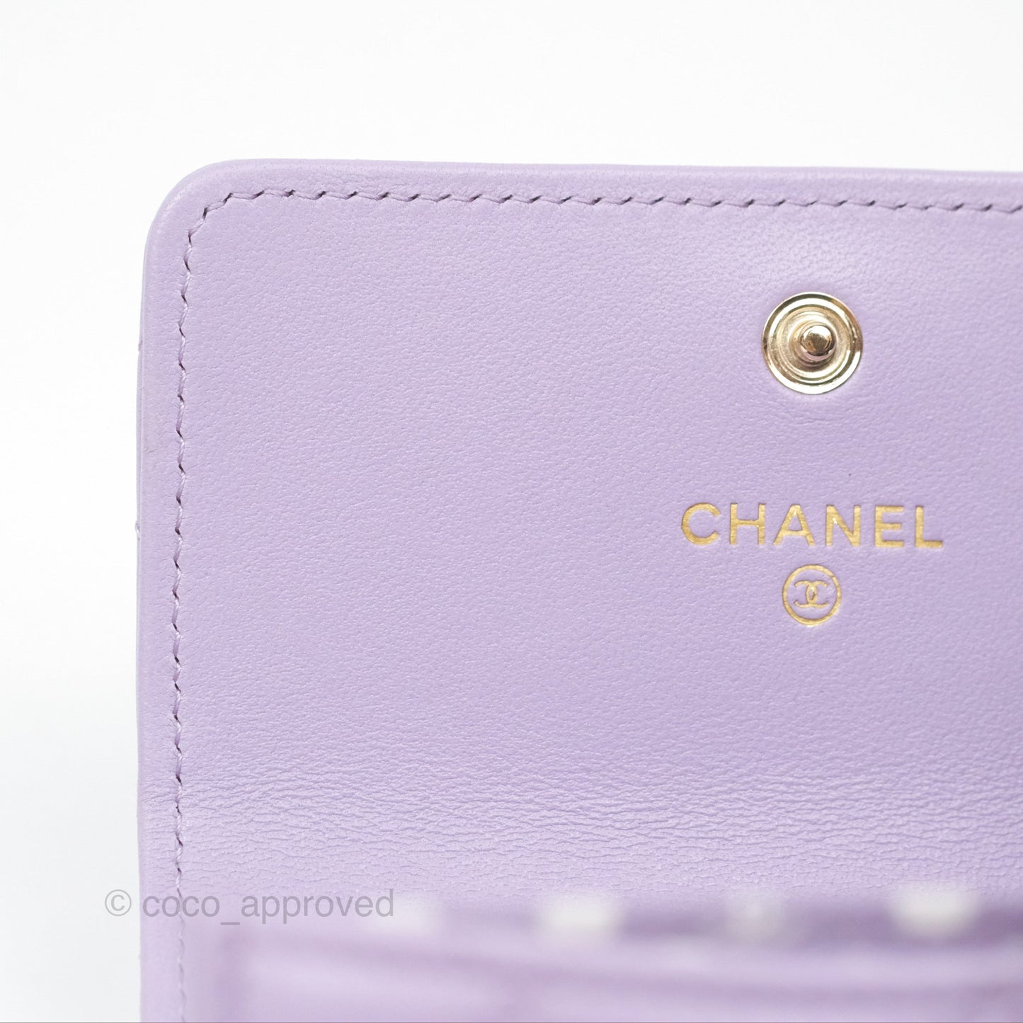 Chanel Flap Coin Purse Pearl CC Lilac Lambskin Gold Hardware